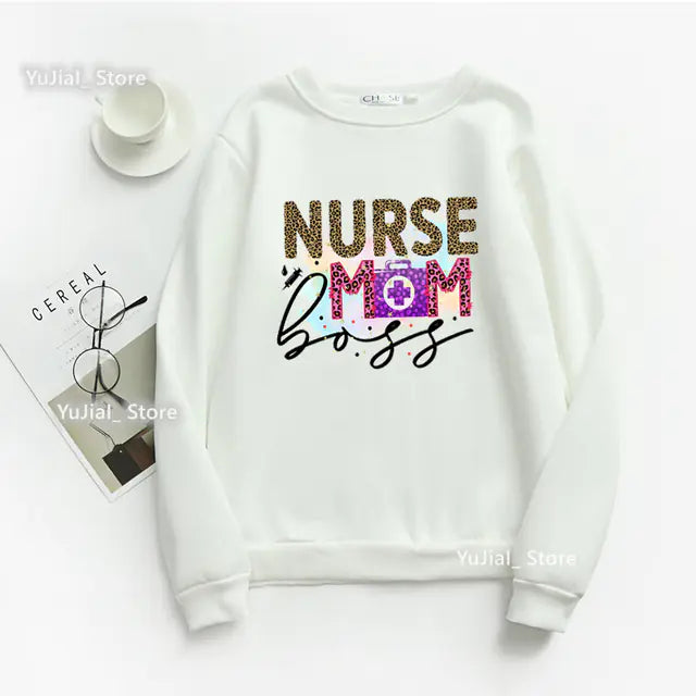 Nurse Heart Print Hoodie for Women - Fashionable Autumn/Winter