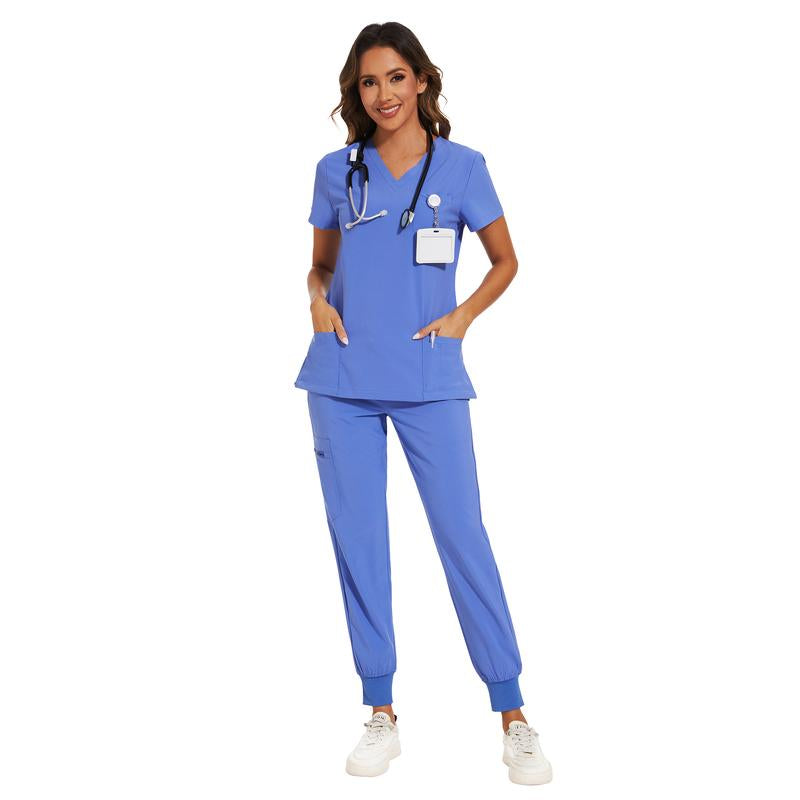 Cozyfit Scrubs for Women Luna Vital Set - Stretch V-Neck Scrub Top & Jogger Pant with 8 Pockets Clothes Workwear Womenswear Comfort