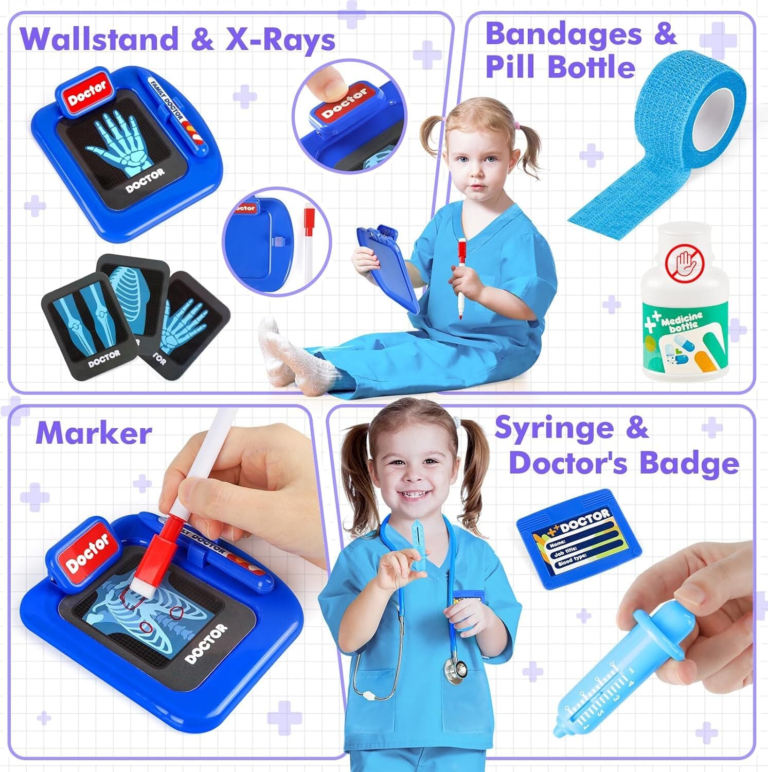 15Pcs Kids Doctor Kit for Kids,Kids Doctors Play Set with Real Stethoscope,Me
