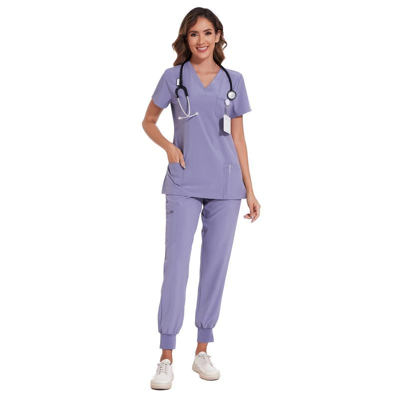 Cozyfit Scrubs for Women Luna Vital Set - Stretch V-Neck Scrub Top & Jogger Pant with 8 Pockets Clothes Workwear Womenswear Comfort