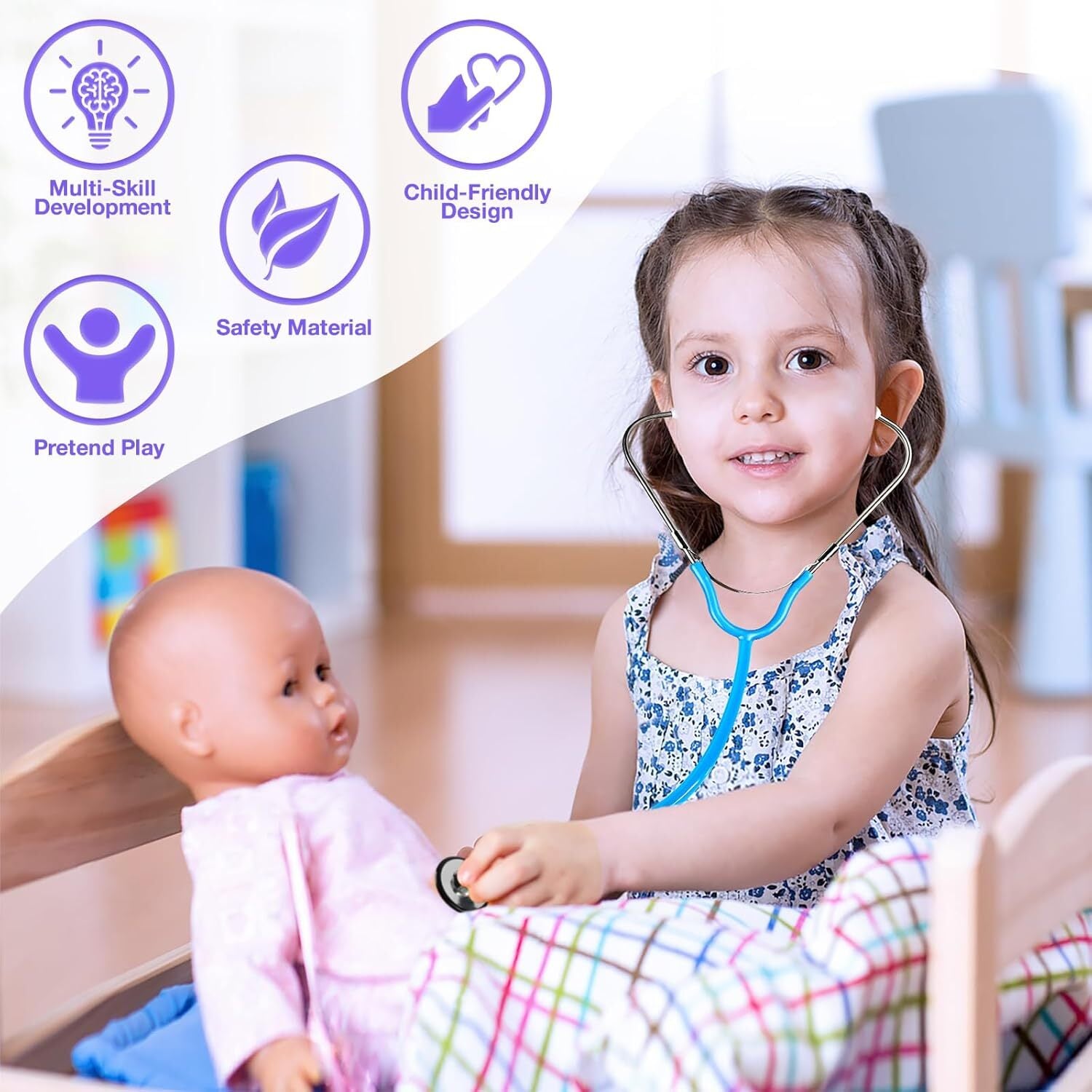 15Pcs Kids Doctor Kit for Kids,Kids Doctors Play Set with Real Stethoscope,Me