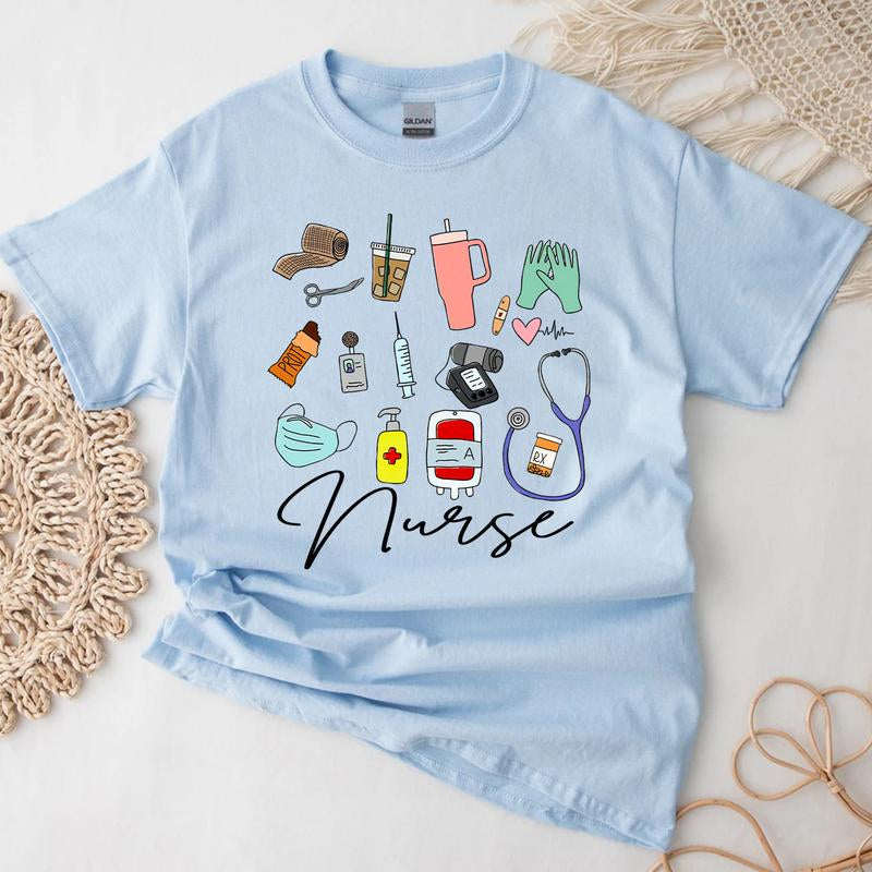 Nurse T-Shirt, for Work Cute Nurse Shirt, Funny Nurse Tee, RN Nurse Shirt Registered Nurse Shirt Nursing School