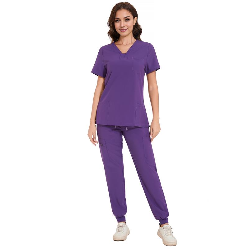 COZYFIT Scrubs for Women Nova Vital Set - V-Neck Top & Cargo Pants with 10 Pockets