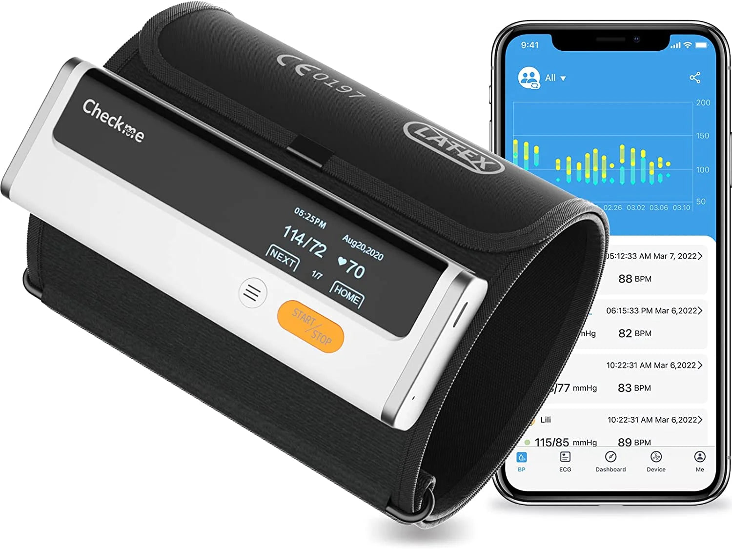 Blood Pressure Monitor + EKG, Upper Arm Cuff BP Machine, EKG ECG Monitor, Built-In Bluetooth with Free App, BP2