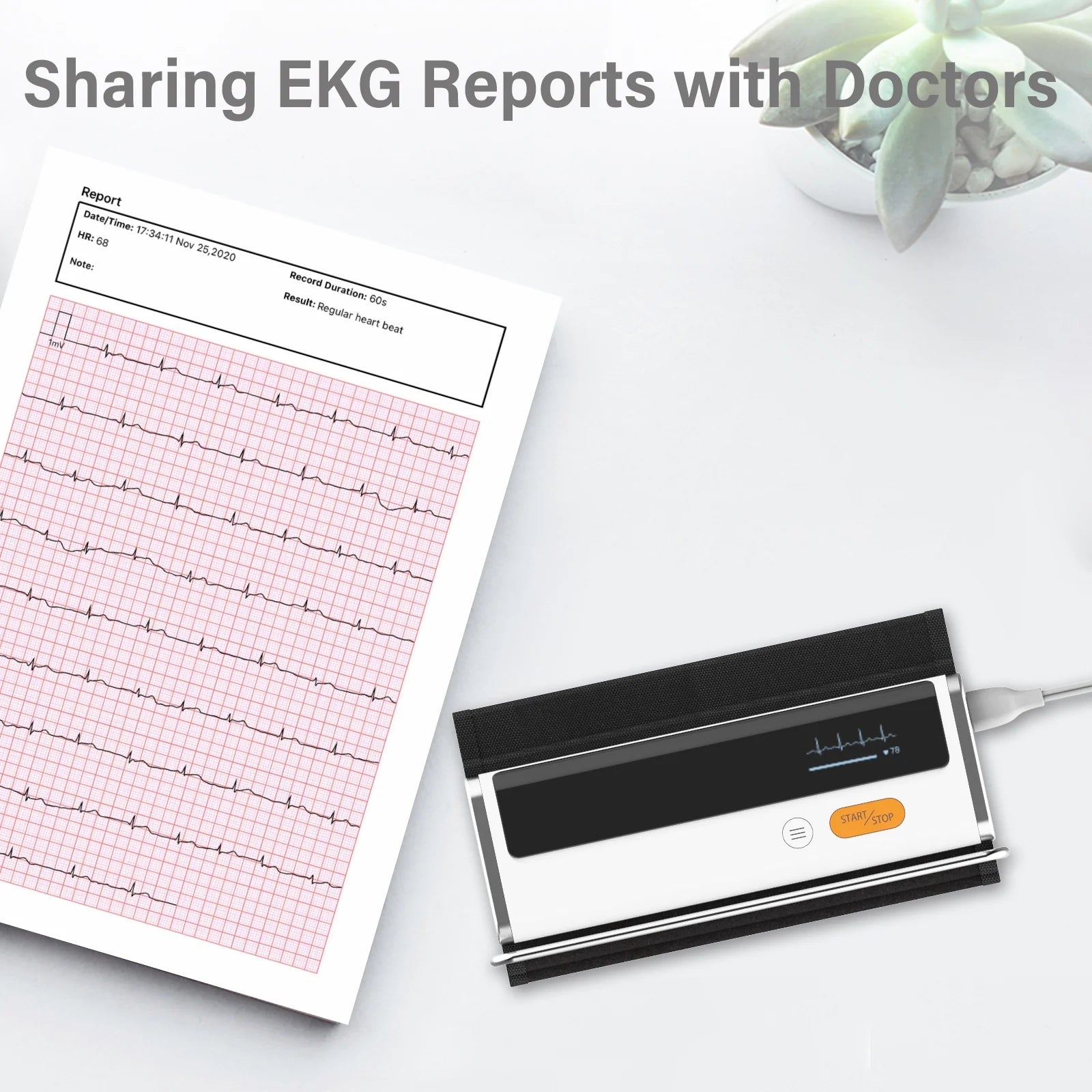 Blood Pressure Monitor + EKG, Upper Arm Cuff BP Machine, EKG ECG Monitor, Built-In Bluetooth with Free App, BP2