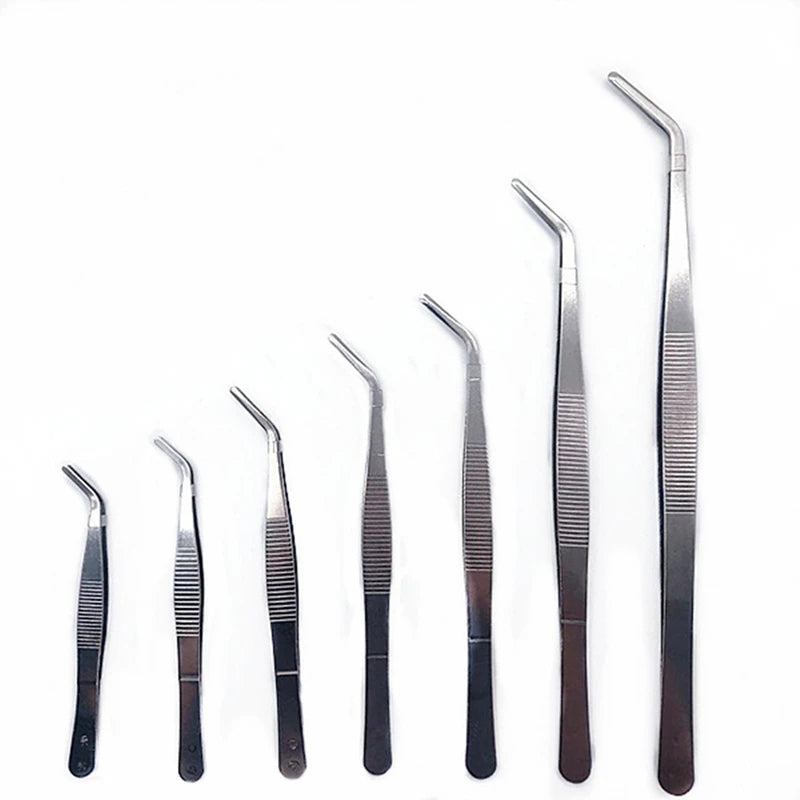 Stainless Steel 430 Anti-Iodine Medical Tweezers Long Straight Forceps 12.5Cm-30Cm Straight Head Elbow Thicken Medical Tools