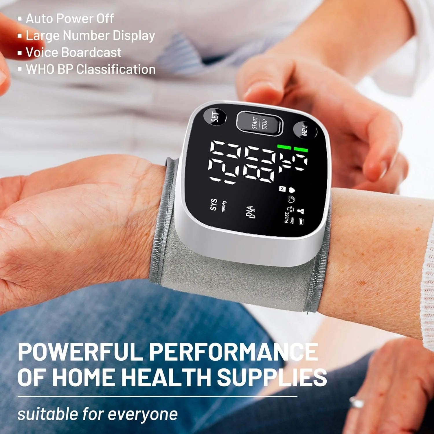 Blood Pressure Monitors for Home Use Rechargeable Blood Pressure Cuff Wrist Digital BP Machine with LED Backlit Display, Voice Broadcast, 240 Memory Storage for 2 Users with Carrying Case