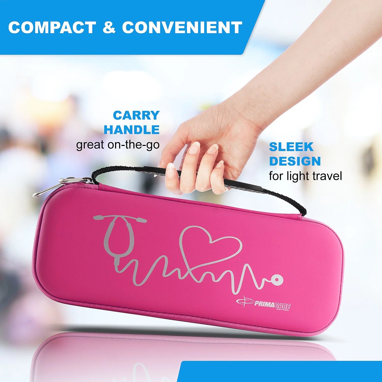 KB-9397-PK Stethoscope Case, Supplies Included, Pink with Multiple Compartments, Portable and Lightweight First Aid Kit Bag with Vital Medical Supplies, Nursing Accessories for Nurses