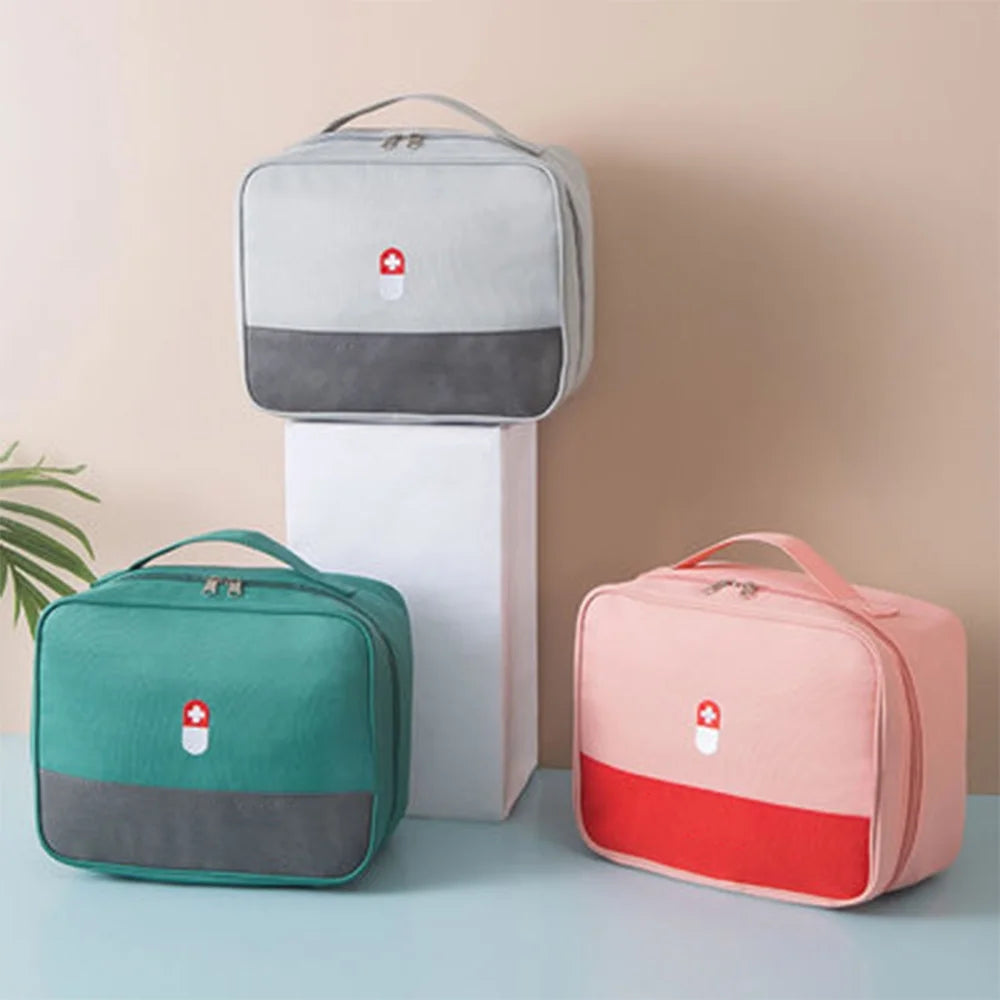 Zippered First Aid Bag Medication Organizer Emergency Empty Pouch Carrier with Oxford Cloth Travel Medicine Pill Case with Handle Medical Embroidered Bags锛圖Oes Not Contain Medical Supplies锛?Active