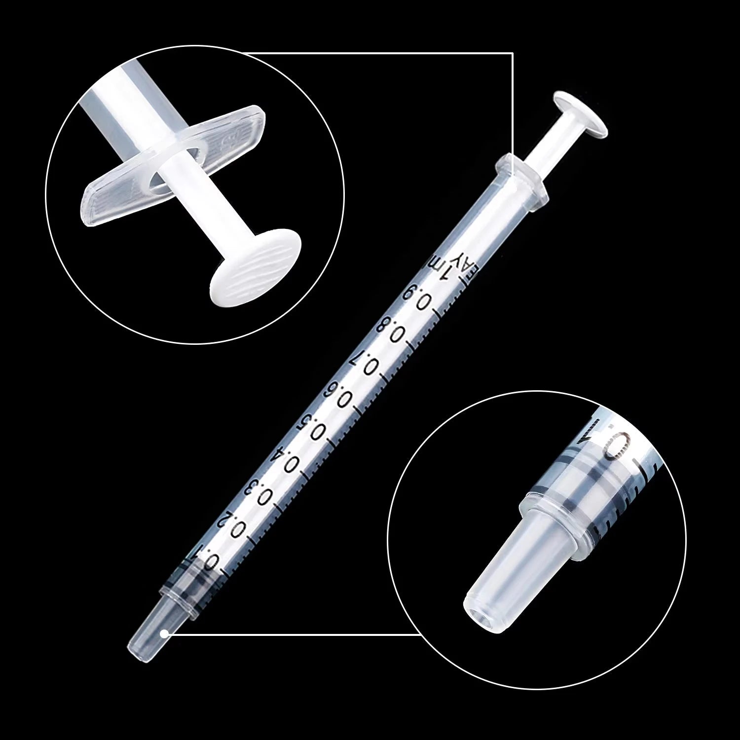 1Ml/Cc Sterilized Individually Wrapped Disposable Plastic Dispensing Syringe, Straight-Mouth, Liquid Measuring Tools, 100Pcs