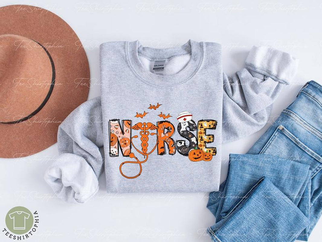 Halloween Nurse Sweatshirt Spooky Nurse Shirt Nurse Halloween Gifts Boo Boo Crew Nurse Halloween T-Shirt Spooky Nurse Shirt Nurse Gift Menswear Hoodie