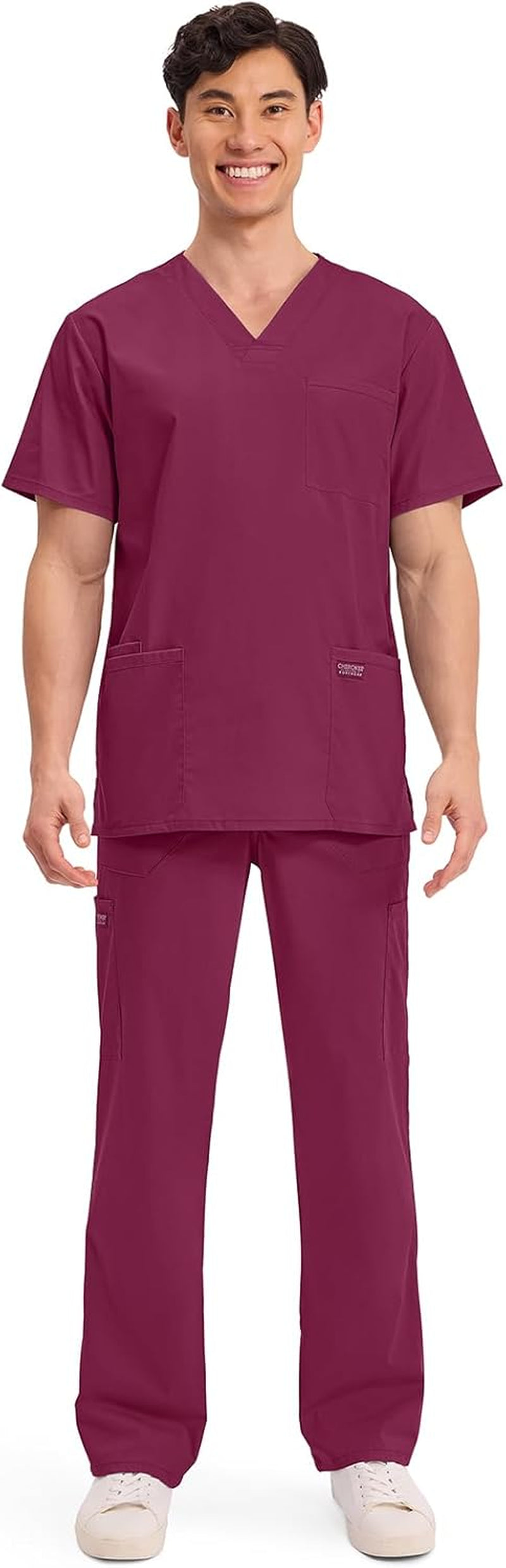 Men'S V-Neck Top Traditional Fit with 4 Pockets, Ultra Soft, Durable, Fade Resistant, 2-Way Stretch Fabric - WW695