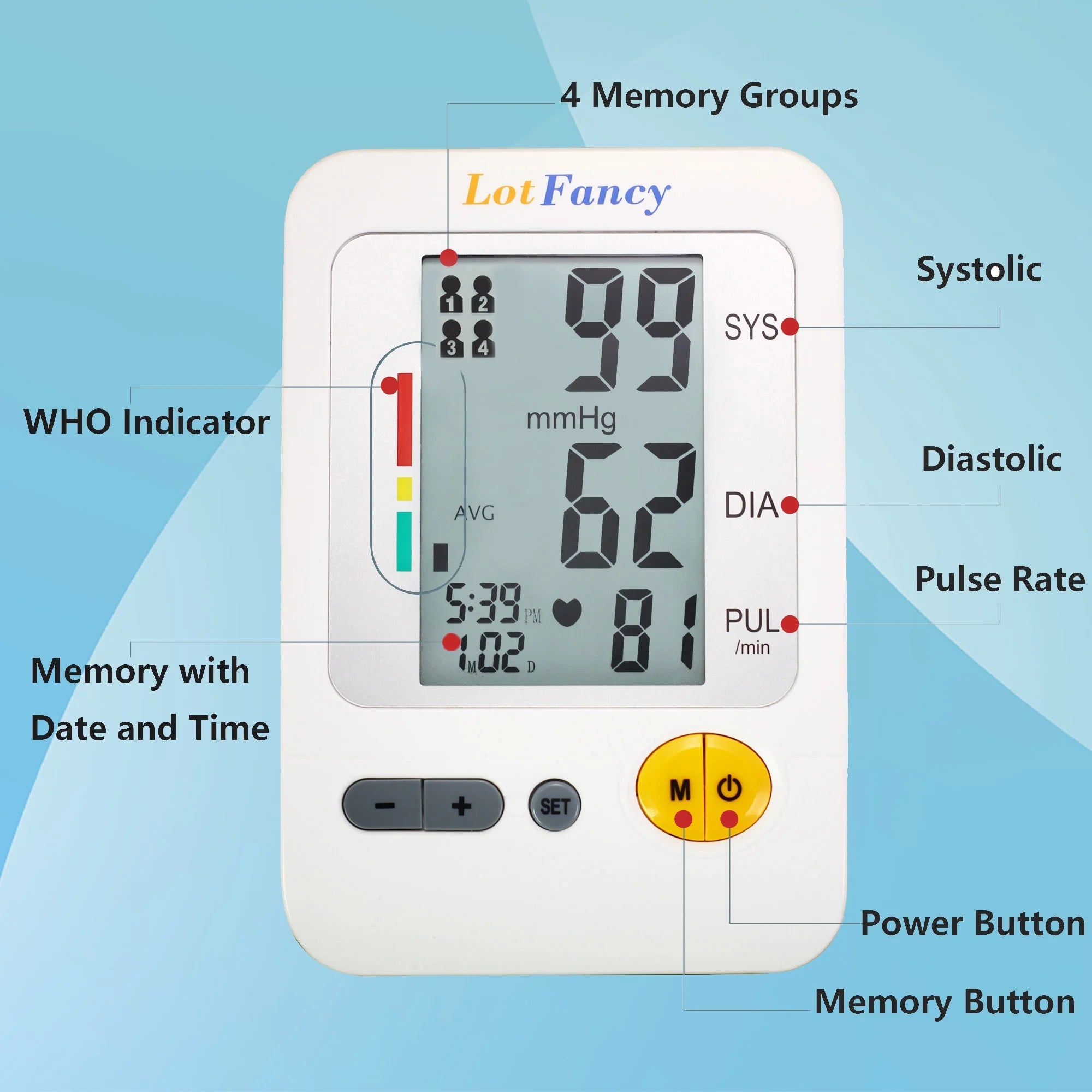 Arm Blood Pressure Monitor with Adaptor and Large Cuff, BP Digital Machine for Home Use