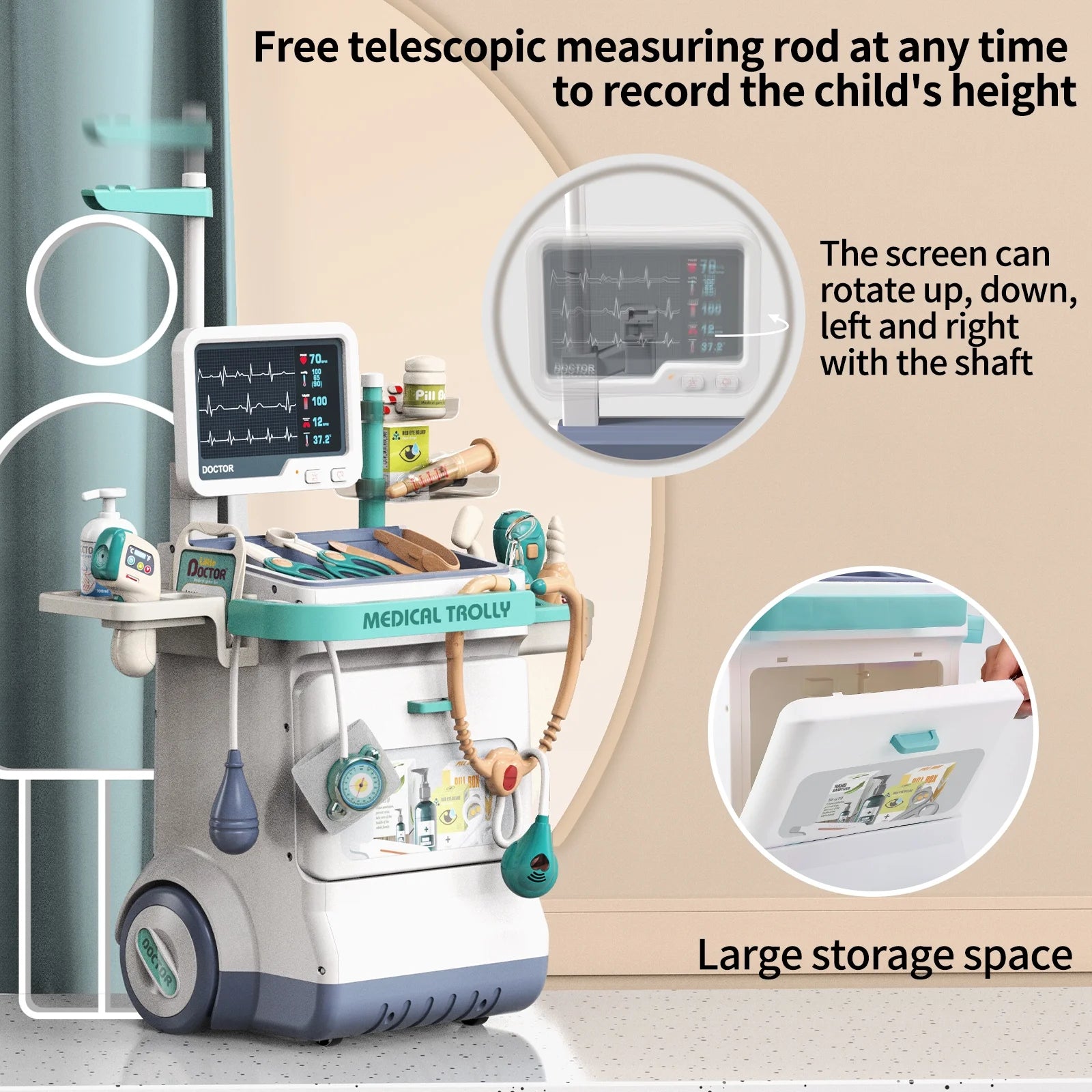 Doctor Play Set,28Pcs Pretend Play Doctor Kit for Kids,Pretend Medical Station Set Toy with Sound and Light Functions for Toddlers 3-5