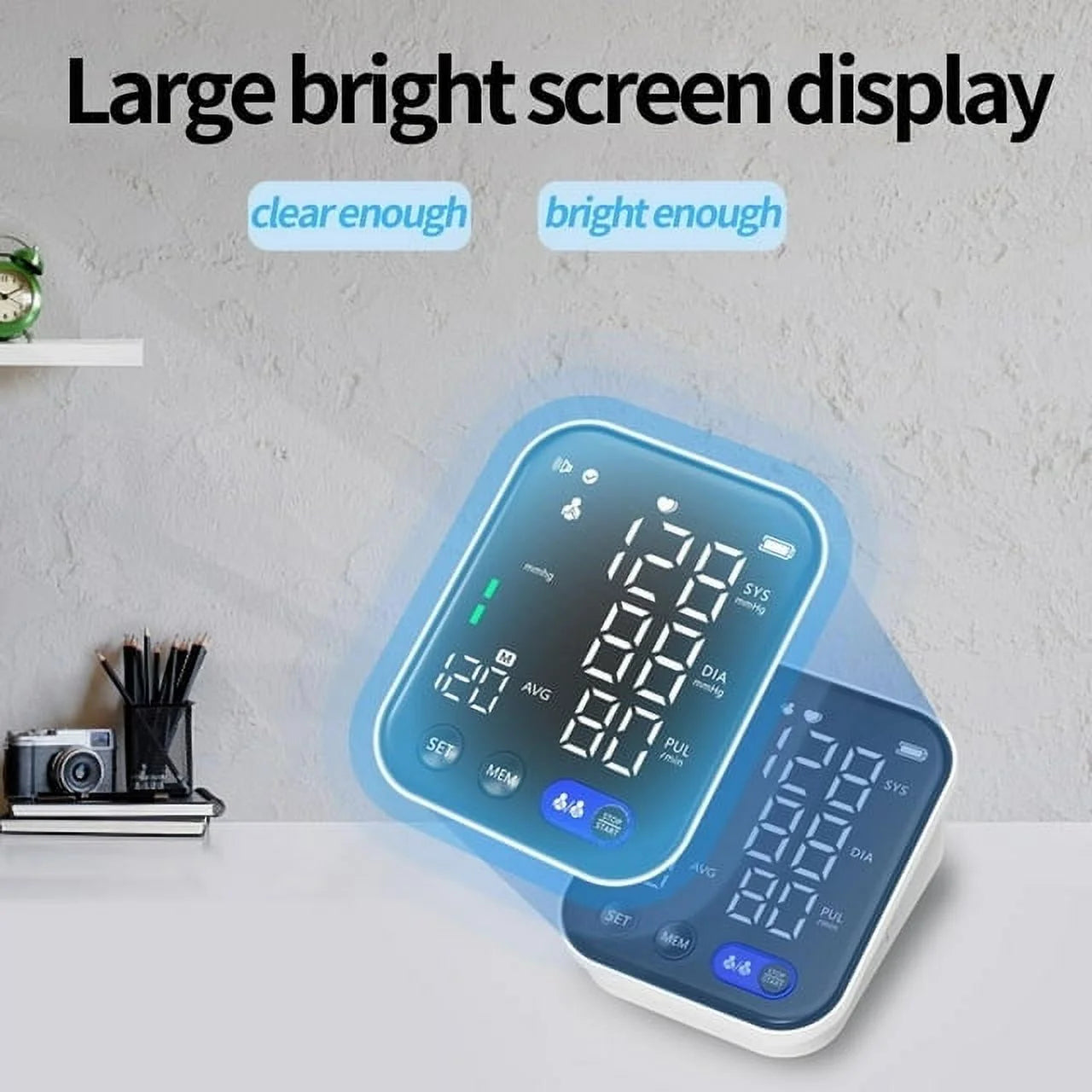 Blood Pressure Monitor Upper Arm Blood Pressure Monitors for Home Use BP Machine with 2X120 Reading Memory Adjustable Arm Cuff 8.7"-15.7" Large Display with LED Background Light Storage Bag