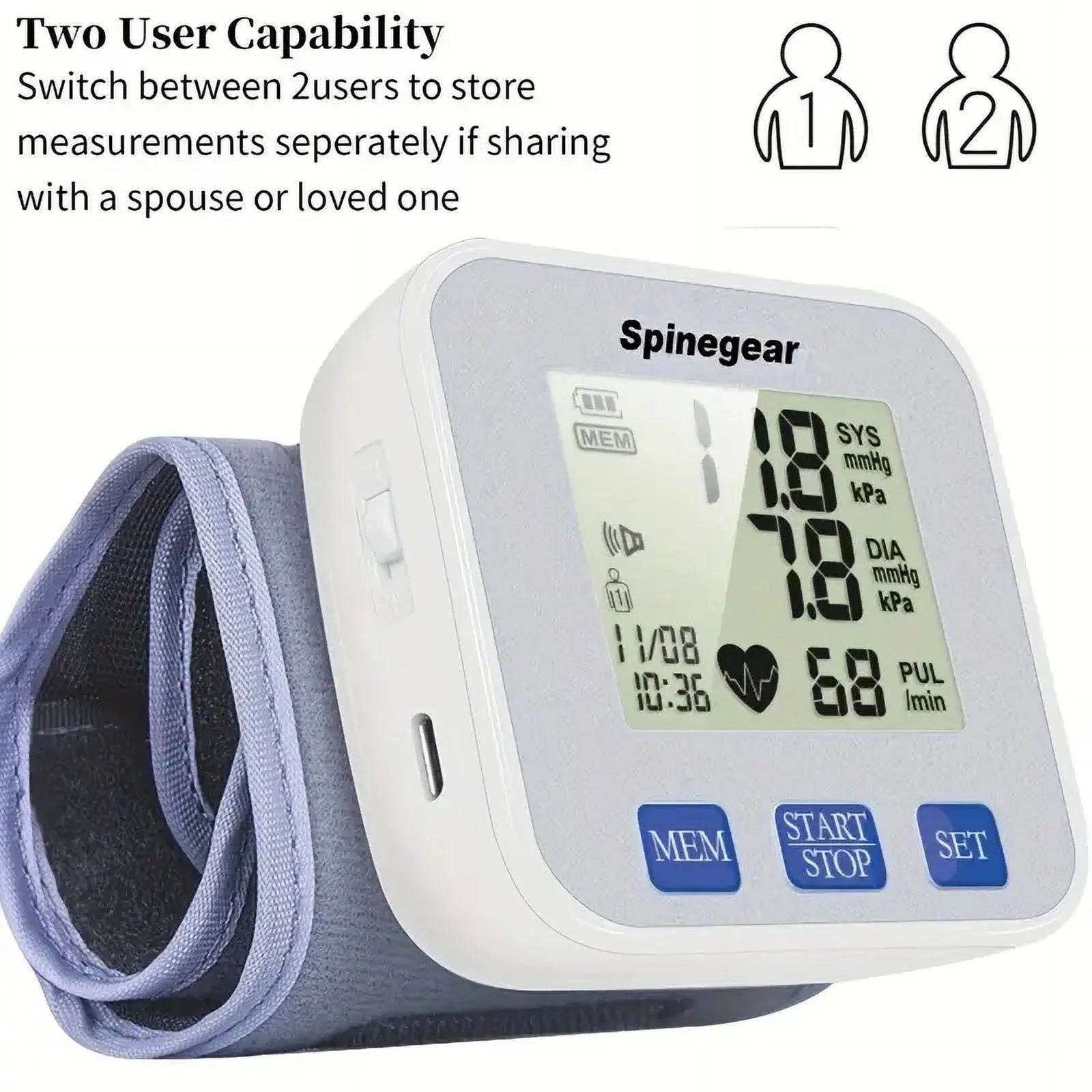 Blood Pressure Monitor, Rechargable Blood Pressure Machine with Voice Broadcast for Doul User