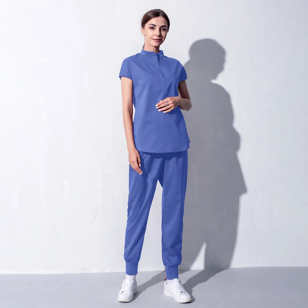 Fashion Women Workwear Scrub Tops+Pant Medical Uniform Surgery Scrubs Shirt Short Sleeve Pet Shop Doctor Nurse Nursing Uniform
