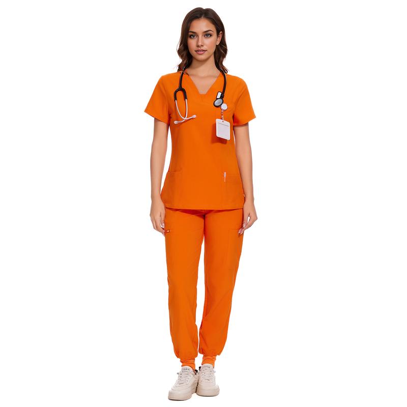 COZYFIT Scrubs for Women Nova Vital Set - V-Neck Top & Cargo Pants with 10 Pockets