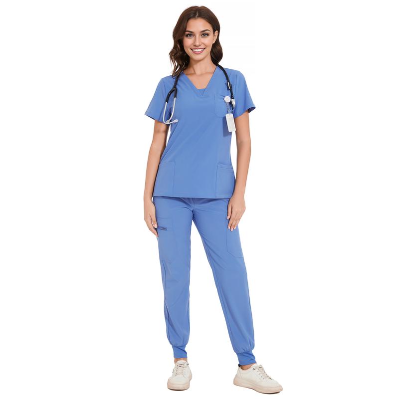 COZYFIT Scrubs for Women Nova Vital Set - V-Neck Top & Cargo Pants with 10 Pockets