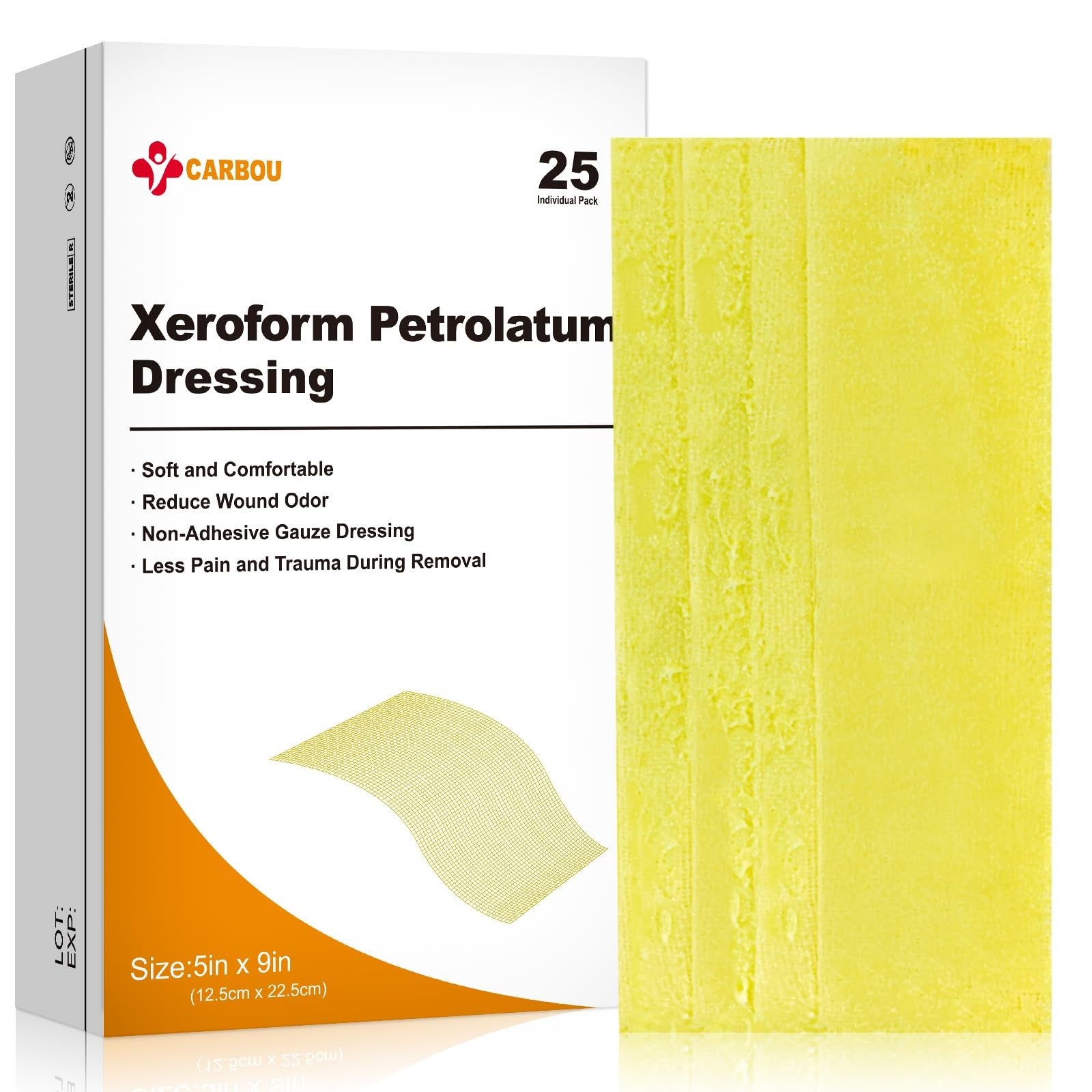 Medical Xeroform Petrolatum Dressing 5"X9", 25 Individual Pack, Non-Adherent ...