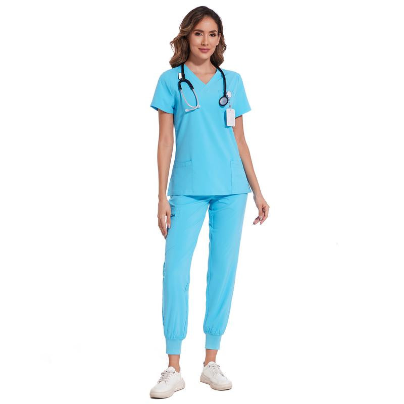 Cozyfit Scrubs for Women Luna Vital Set - Stretch V-Neck Scrub Top & Jogger Pant with 8 Pockets Clothes Workwear Womenswear Comfort
