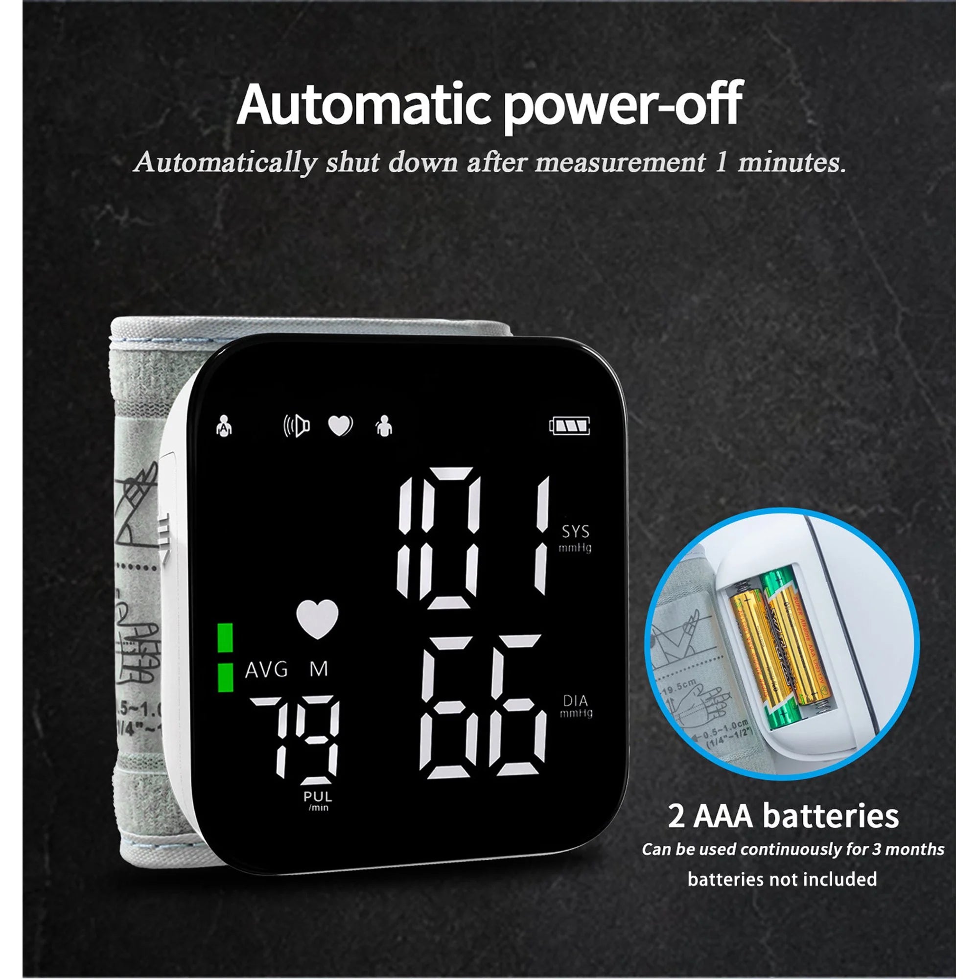 Automatic Wrist Blood Pressure Monitor, Adjustable Wrist Cuff, Portable BP Cuff Accurate Digital Heart Rate Monitor, Large LCD Talking BP Monitor for Home Travel