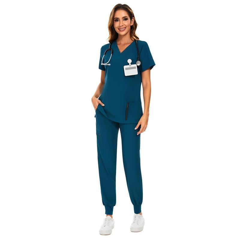 Cozyfit Scrubs for Women Luna Vital Set - Stretch V-Neck Scrub Top & Jogger Pant with 8 Pockets Clothes Workwear Womenswear Comfort