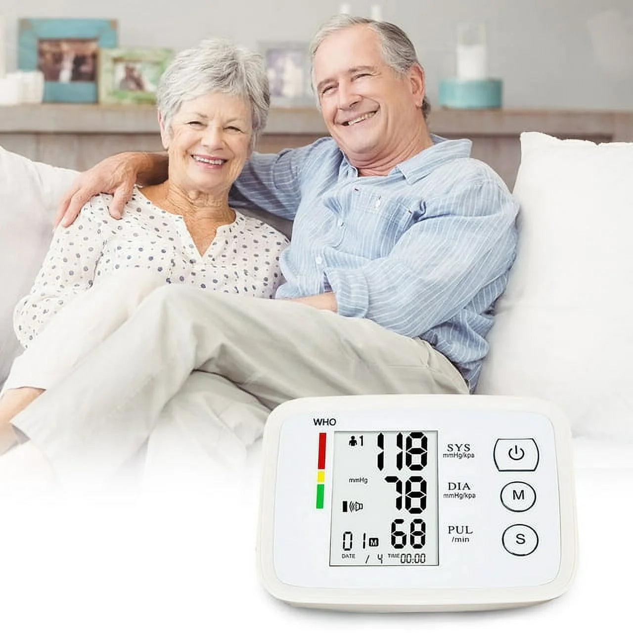 Blood Pressure Cuff, Rechargable Upper Arm Blood Pressure Monitor BP Machine, Accurate Blood Pressure Machine Kit, Pulse Rate Monitor for Home Use