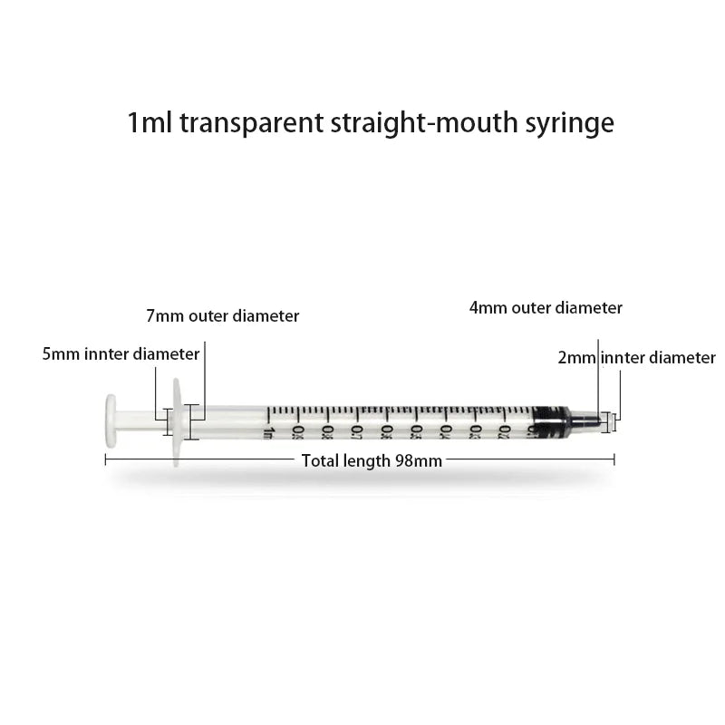 1Ml/Cc Sterilized Individually Wrapped Disposable Plastic Dispensing Syringe, Straight-Mouth, Liquid Measuring Tools, 100Pcs