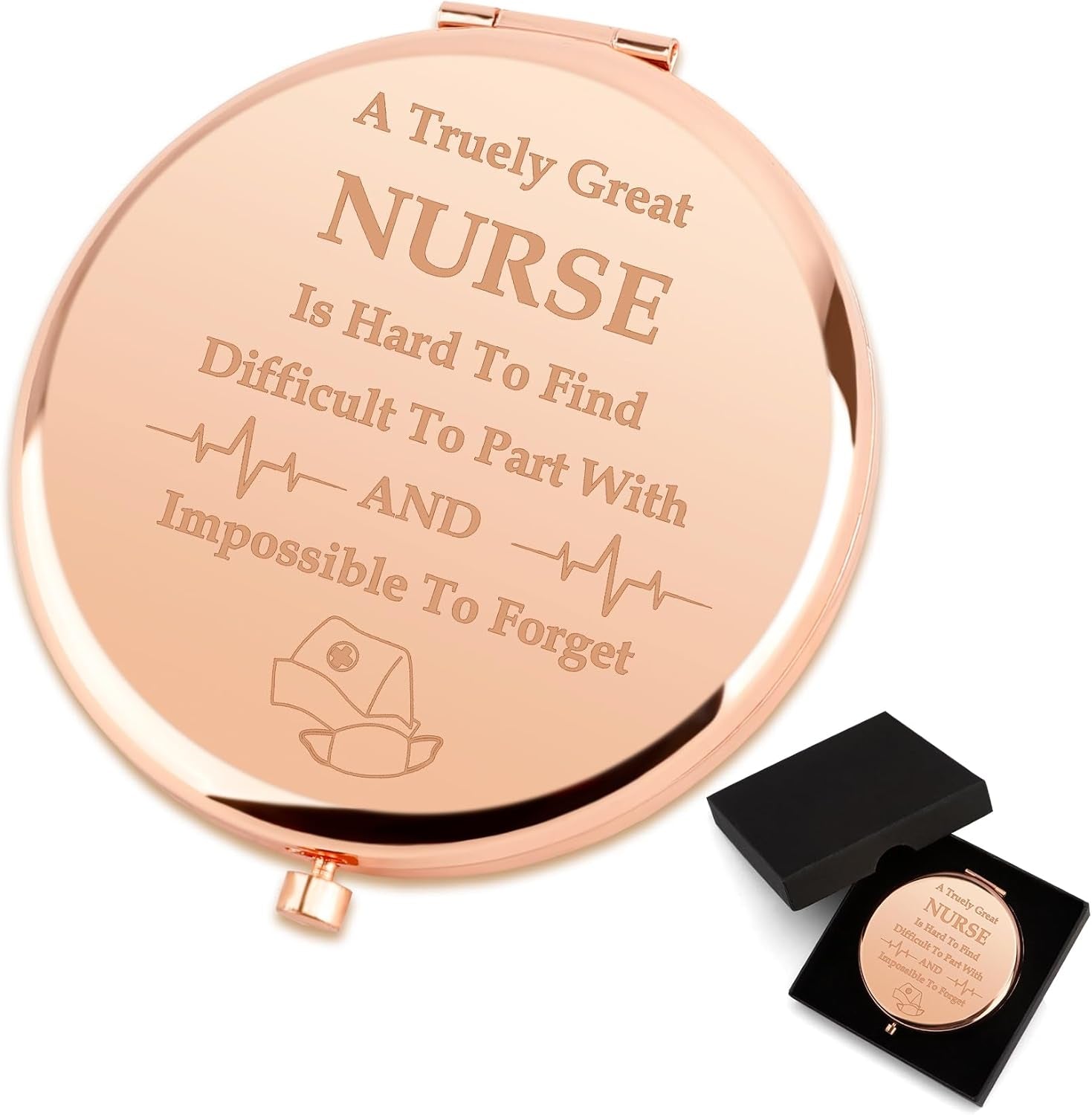 Christmas Nurse Compact Mirror - Stocking Stuffers & Graduation Gifts for Women & Students - Appreciation Gifts for Nurses Week & Day
