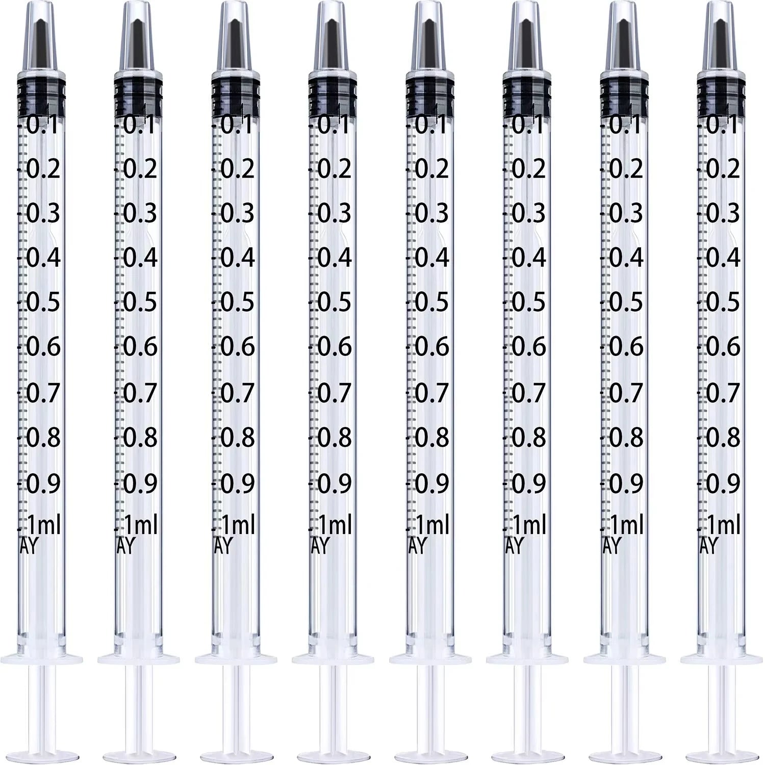 1Ml/Cc Sterilized Individually Wrapped Disposable Plastic Dispensing Syringe, Straight-Mouth, Liquid Measuring Tools, 100Pcs