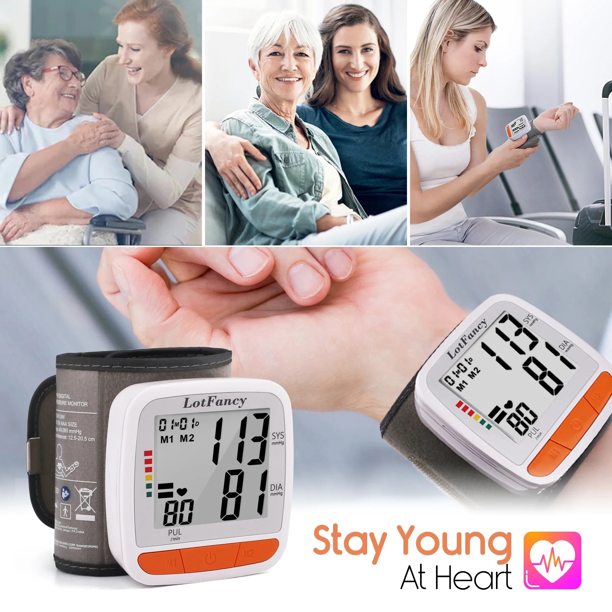 Wrist Blood Pressure Monitor, BP Monitor with Portable Case, Heartbeat Detector