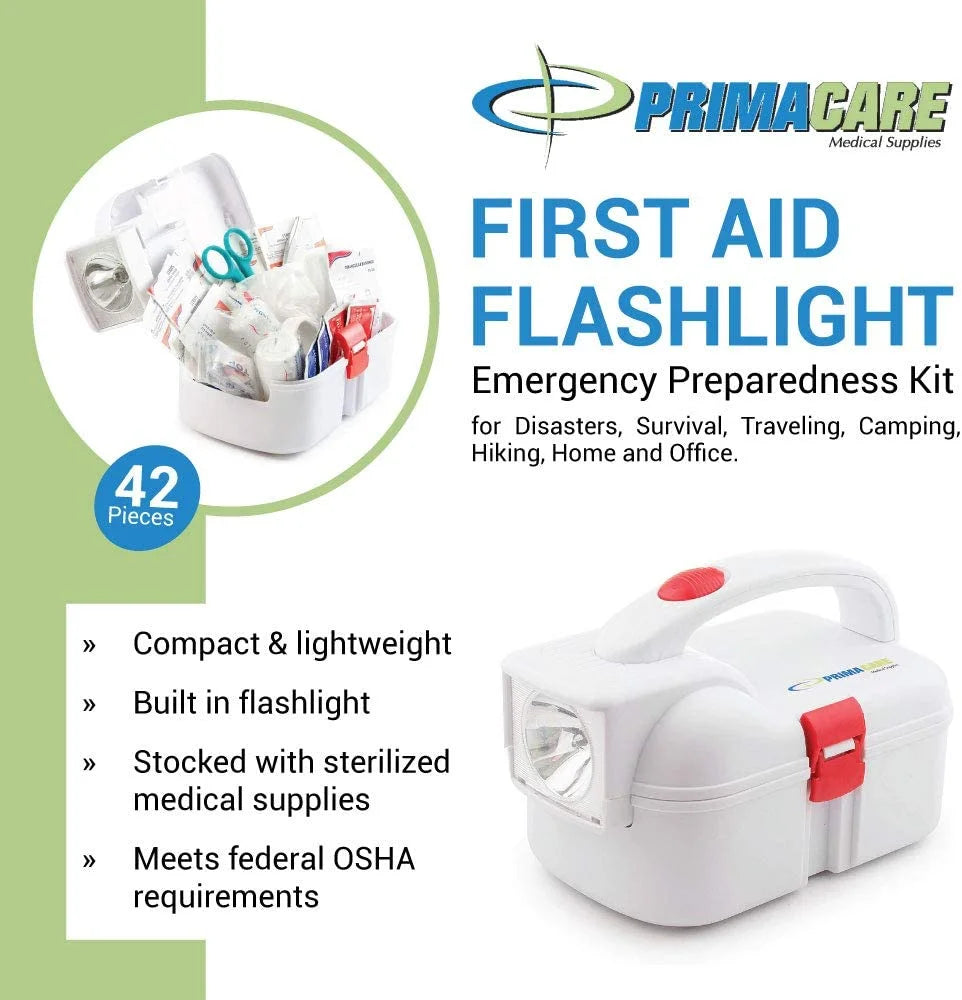 KB-9005 Emergency First Aid Survival Kit Includes Built-In Flashlight