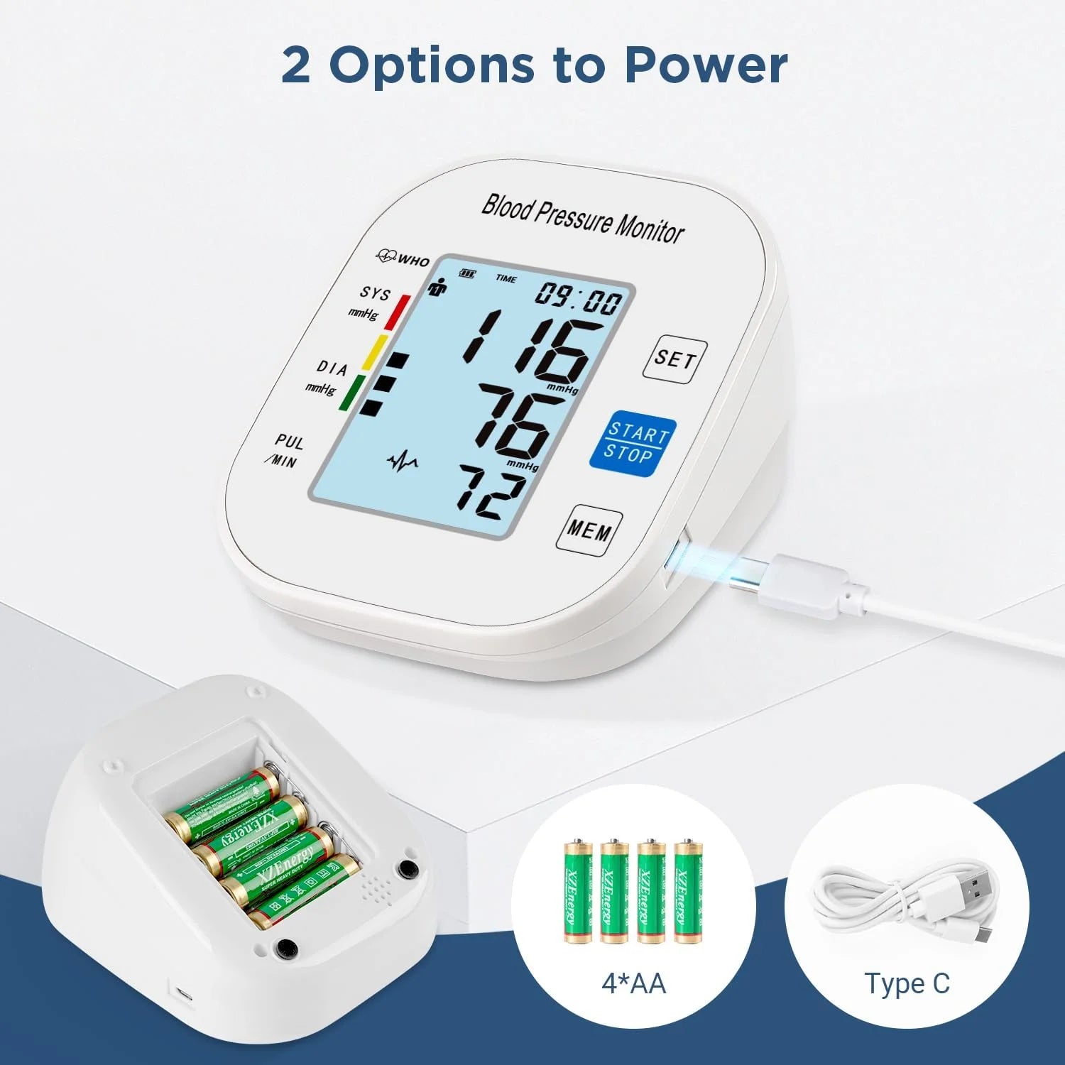 Blood Pressure Monitor Upper Arm Fit Reno Blood Pressure Cuff 8.7”- 15.7” Monitor Backlight Display HR Detection Digital BP Machine