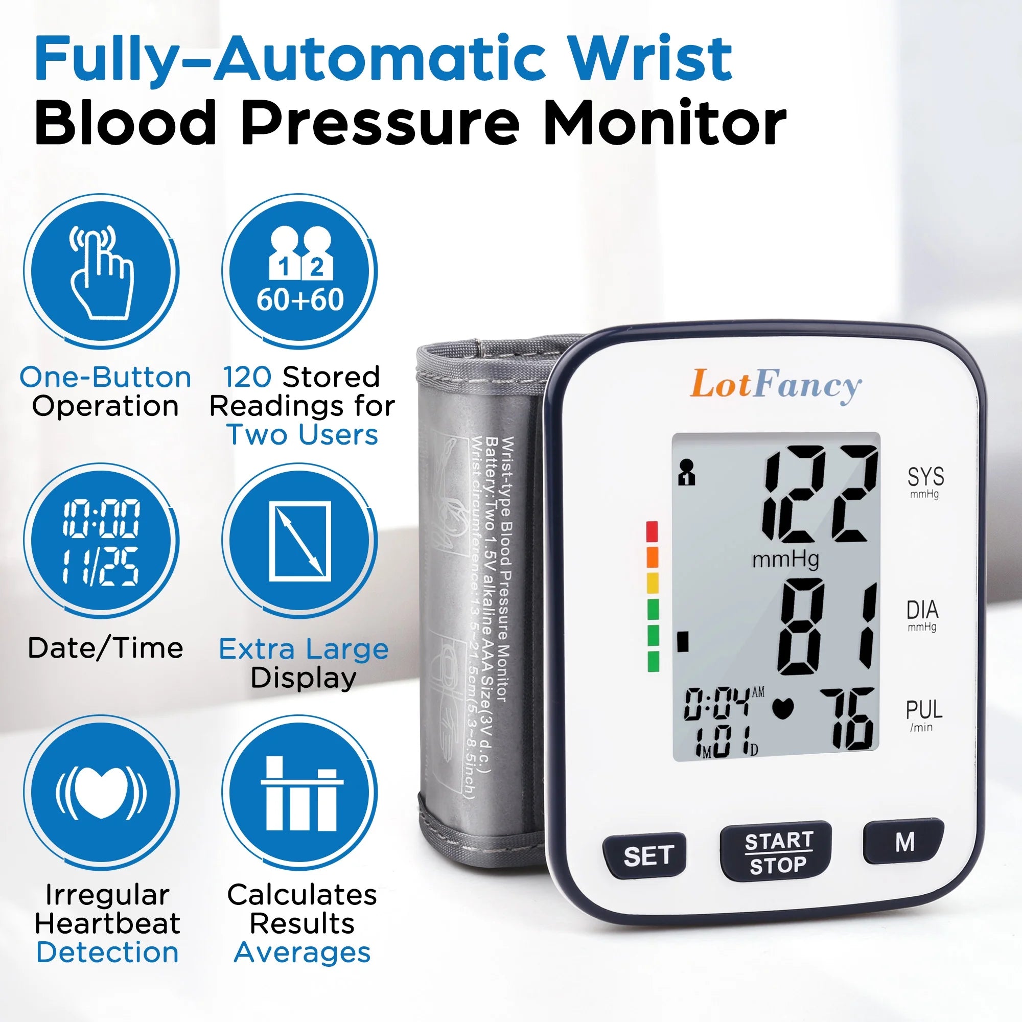 Blood Pressure Cuff Wrist, Wrist Blood Pressure Monitor for Home Travel Use