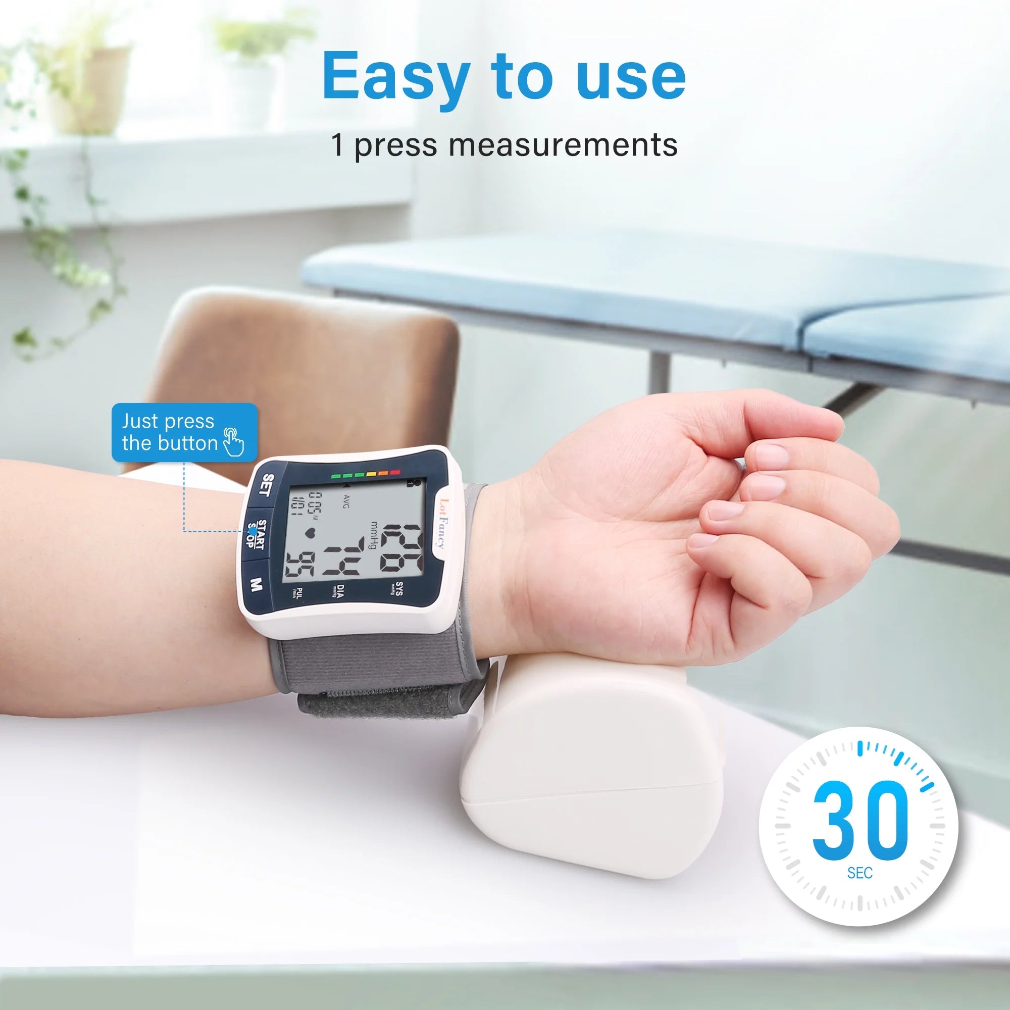 Blood Pressure Monitor, Wrist BP Cuff Machine Voice Broadcast, Home BP Gauge