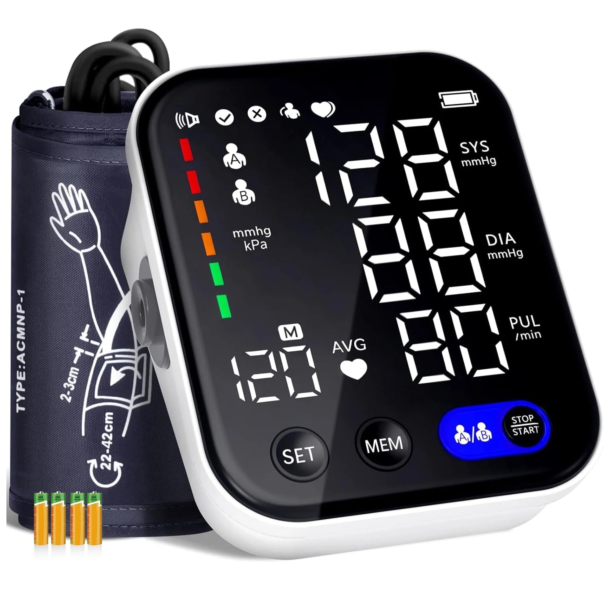 Blood Pressure Monitor , Upper Arm Blood Pressure Monitor BP Machine, Accurate Automatic High Blood Pressure Machine with USB Cable and Pulse Rate Monitor