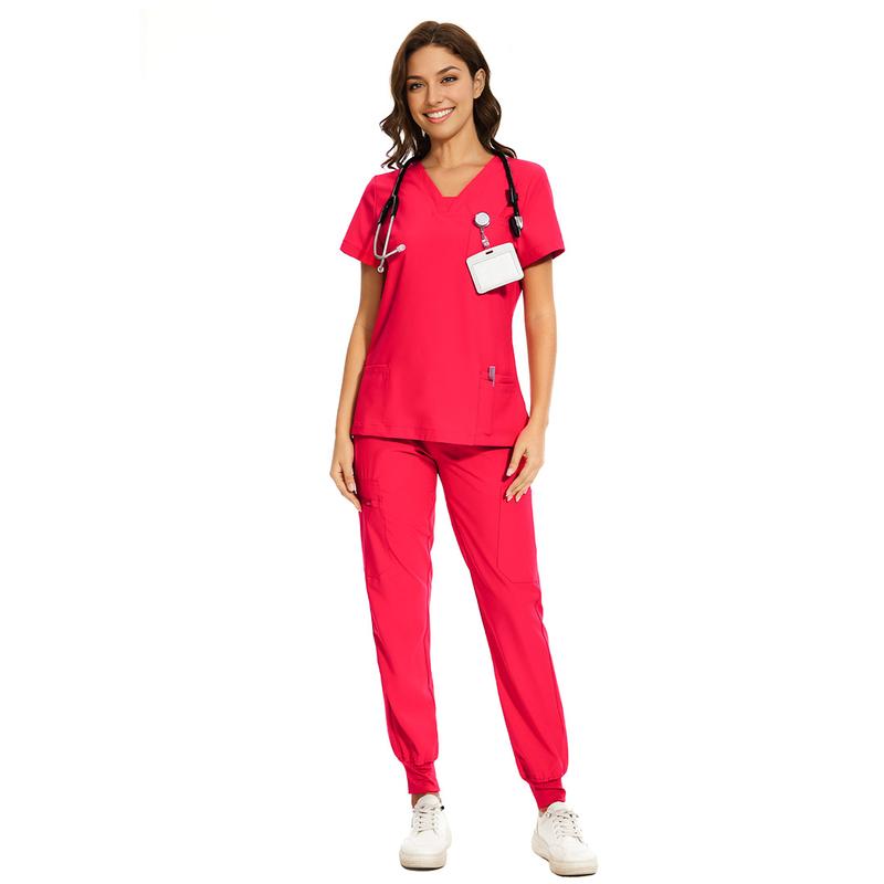 COZYFIT Scrubs for Women Nova Vital Set - V-Neck Top & Cargo Pants with 10 Pockets