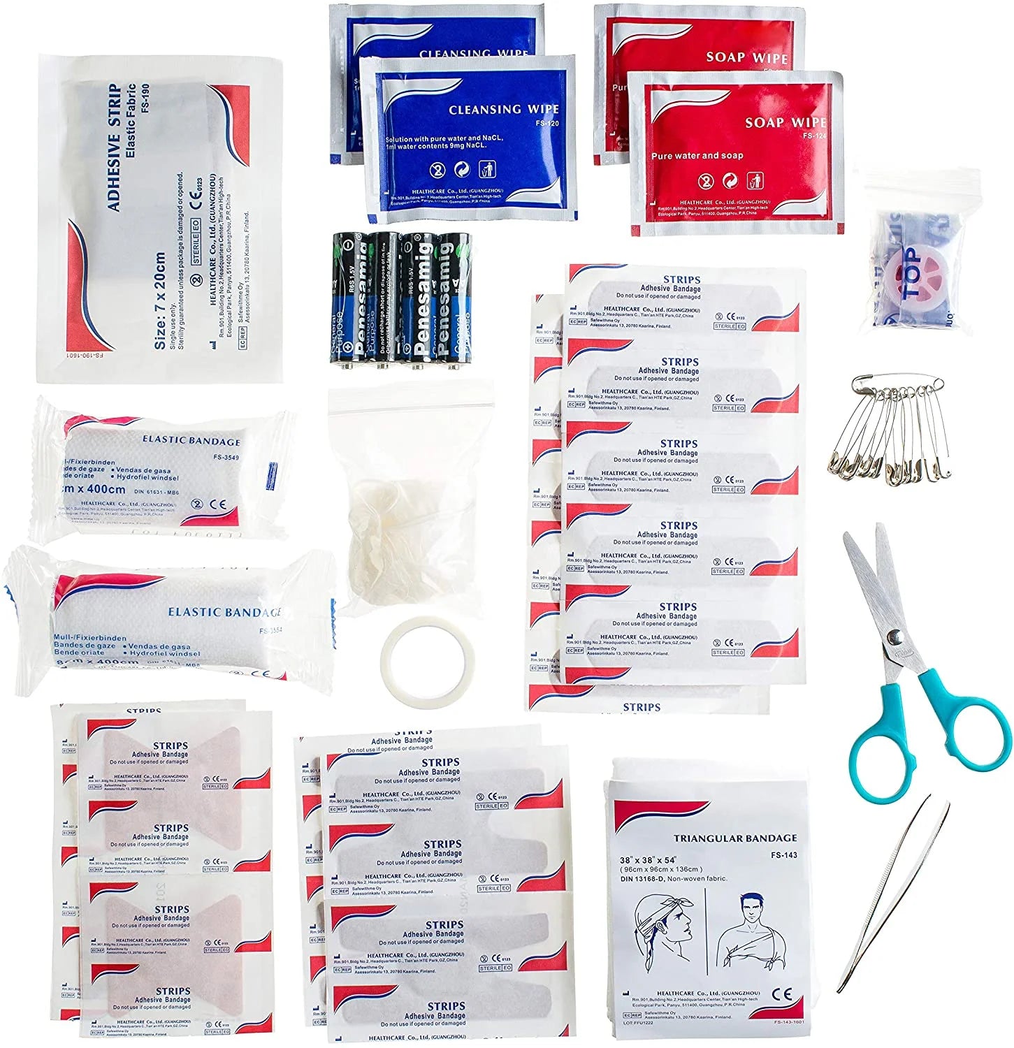 KB-9005 Emergency First Aid Survival Kit Includes Built-In Flashlight