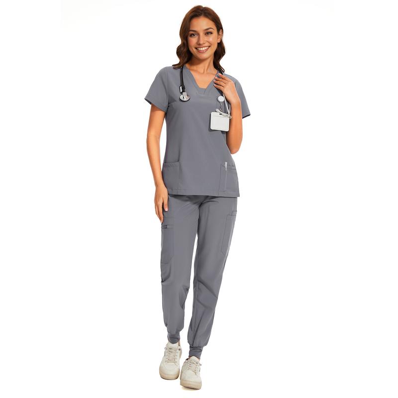 COZYFIT Scrubs for Women Nova Vital Set - V-Neck Top & Cargo Pants with 10 Pockets