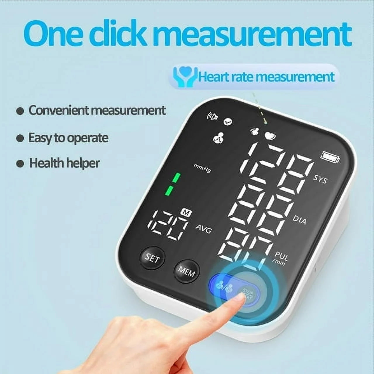 Blood Pressure Monitor Upper Arm Blood Pressure Monitors for Home Use BP Machine with 2X120 Reading Memory Adjustable Arm Cuff 8.7"-15.7" Large Display with LED Background Light Storage Bag