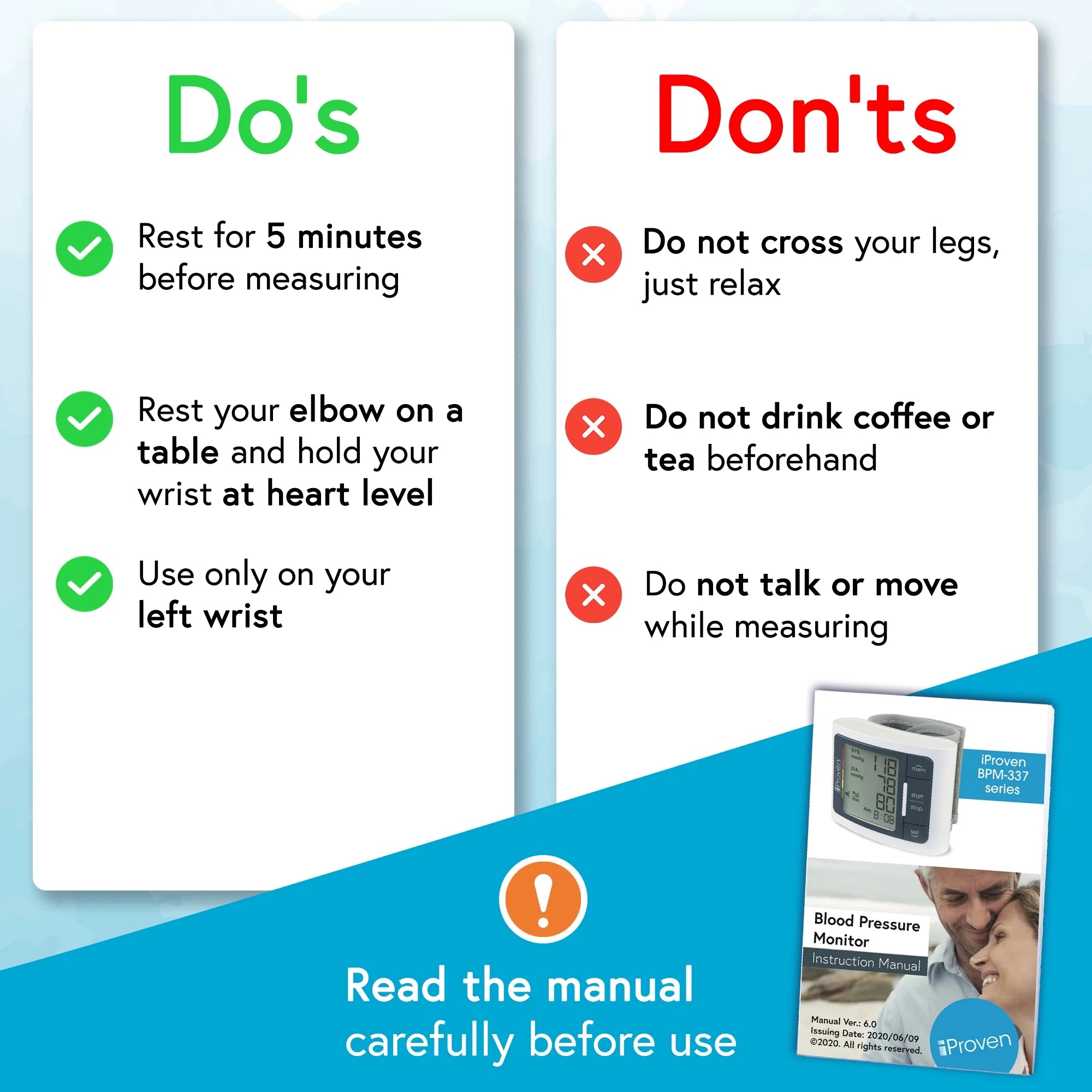 Blood Pressure Monitor Wrist Cuff BP Monitor Batteries Included Bpm-337