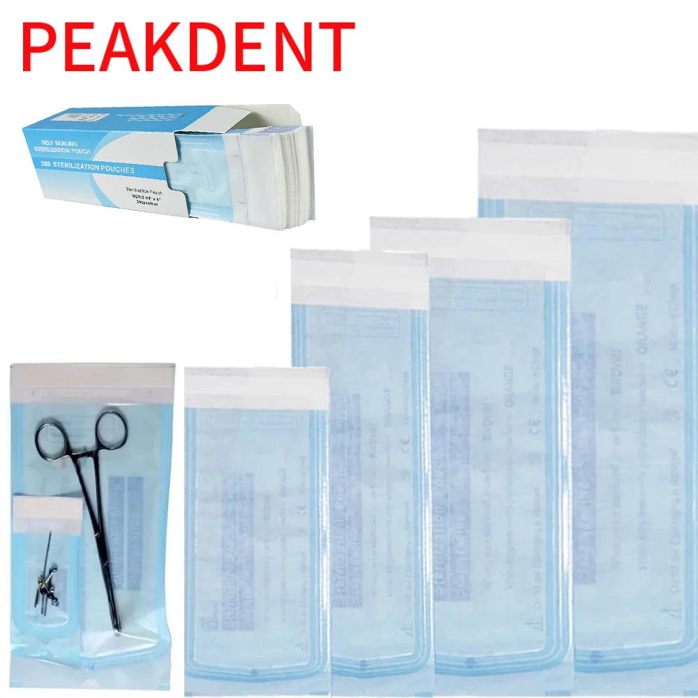 200Pcs Disposable Sterilization Pouch Bags Puncture Self-Sealing Bag 5 Sizes Tattoo Dental Nail Accessories Dental Medical Tools