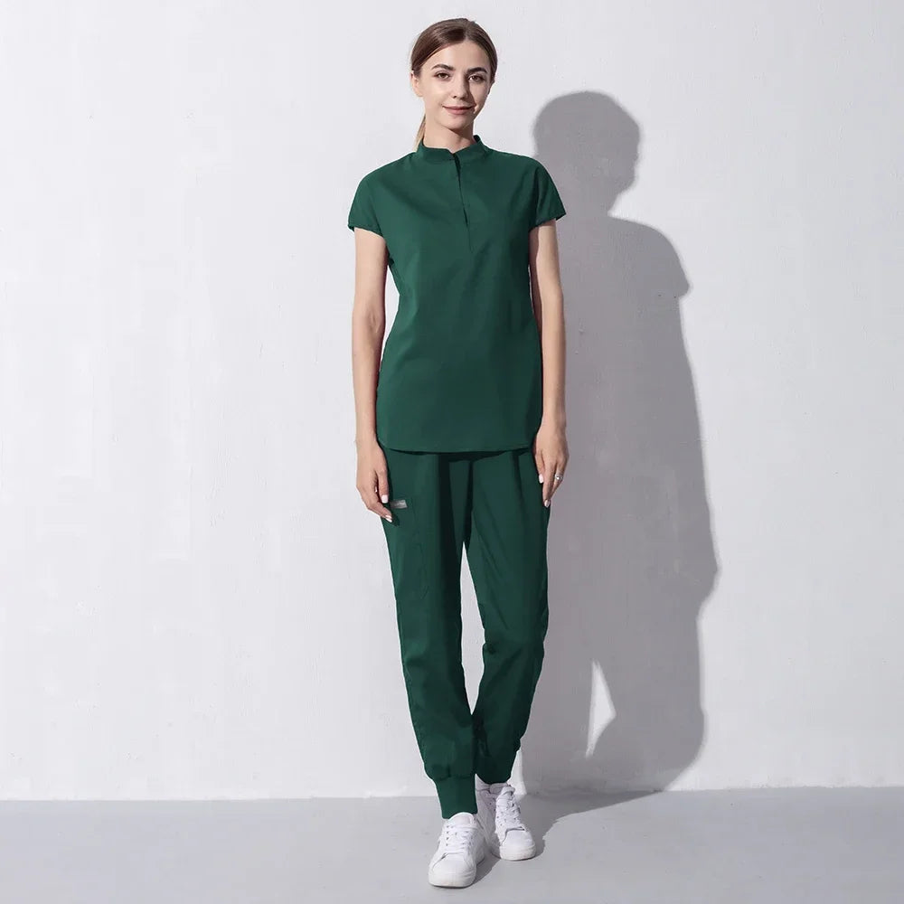 Fashion Women Workwear Scrub Tops+Pant Medical Uniform Surgery Scrubs Shirt Short Sleeve Pet Shop Doctor Nurse Nursing Uniform