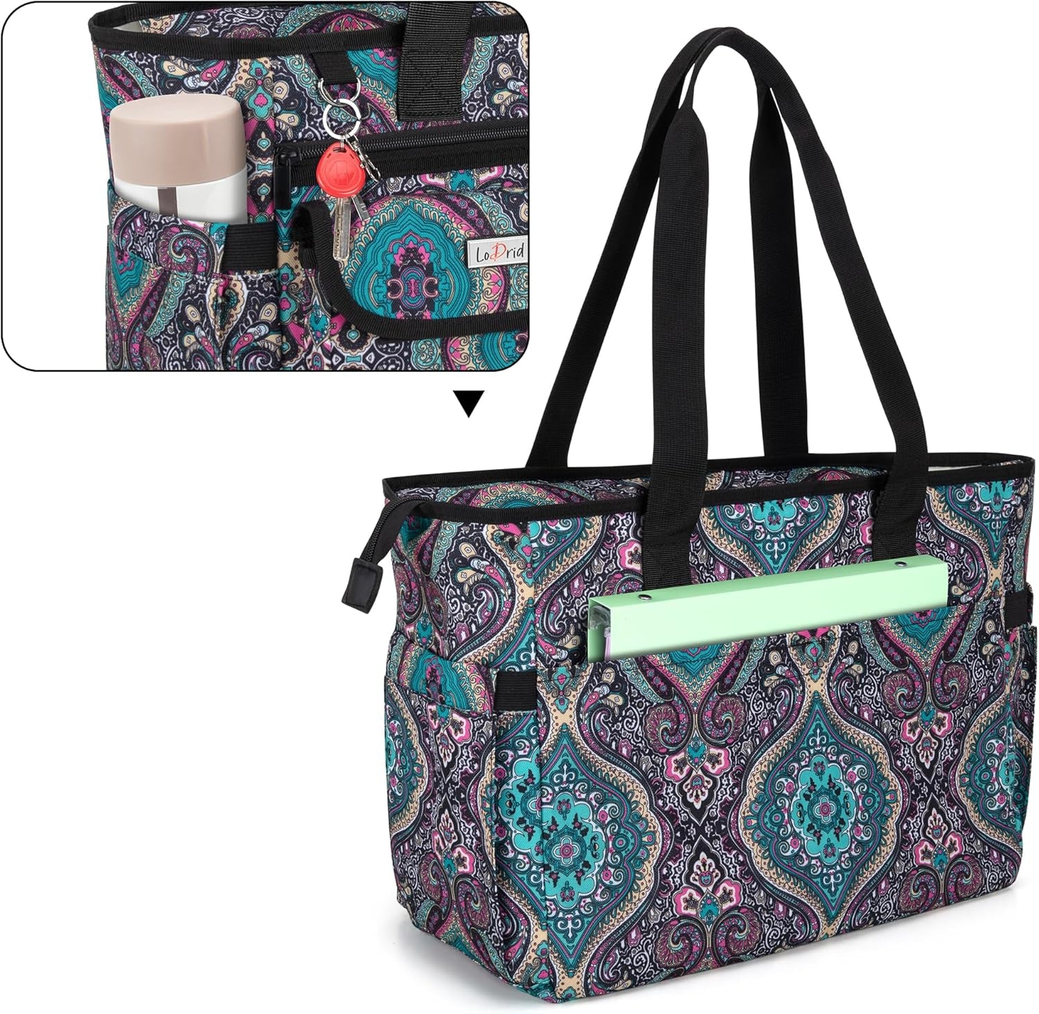 Nurse Tote Bag with Bottom Padded Pad, Nurse Bags and Totes for Work with Large Compartment, Bag Only