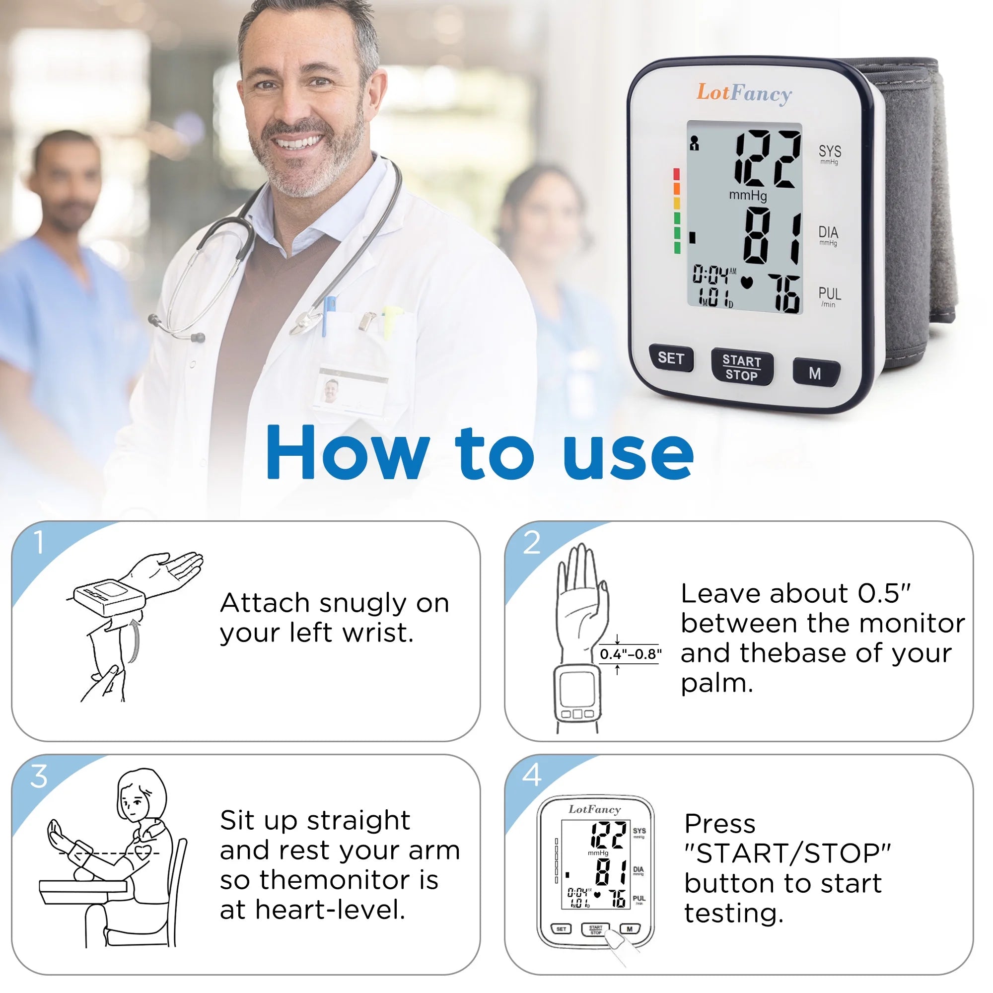 Blood Pressure Cuff Wrist, Wrist Blood Pressure Monitor for Home Travel Use