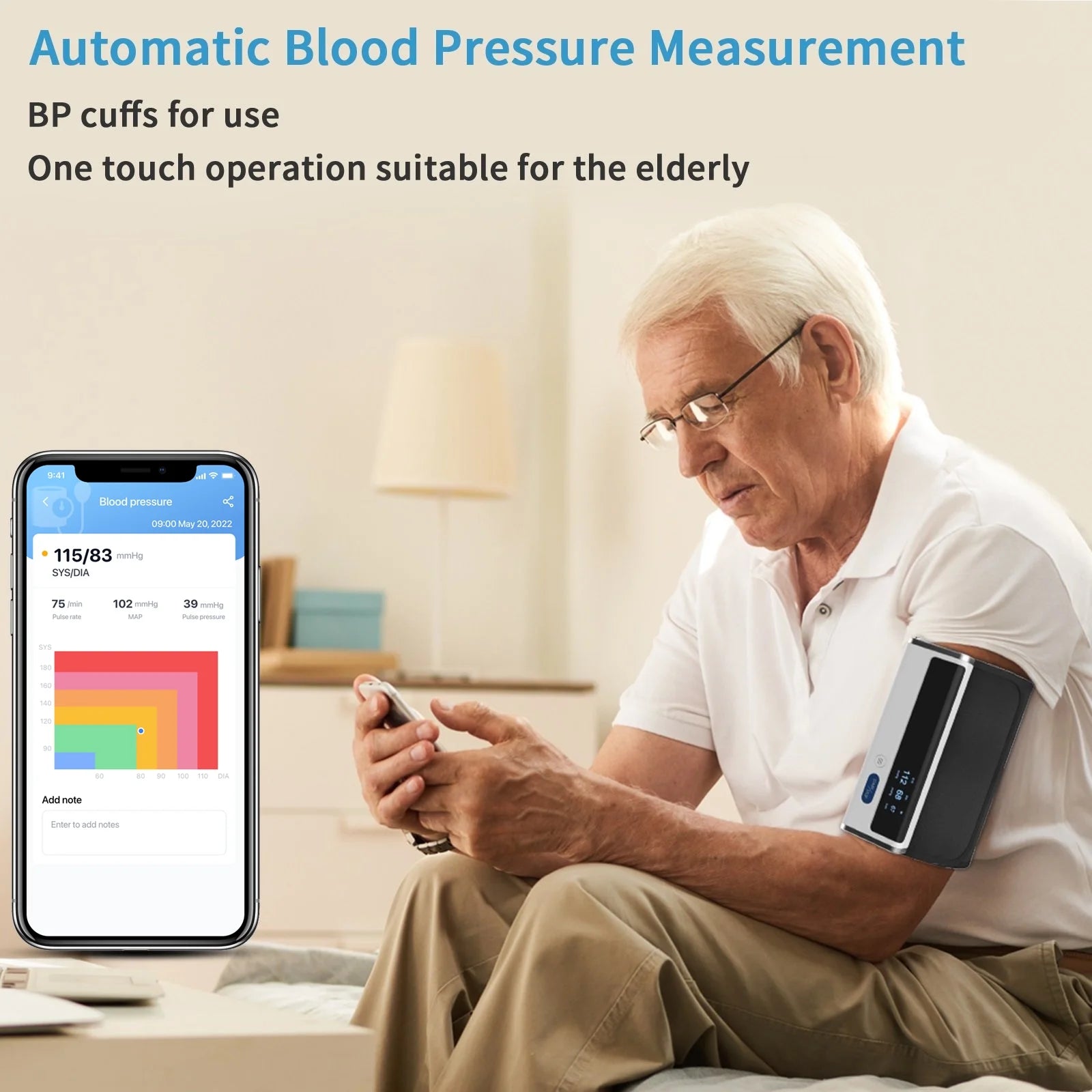 Blood Pressure Monitors,Automatic Upper Arm BP Machine with One Piece Cuff Design,Bluetooth Connection and Free App,Fda Cleared,Bp2A