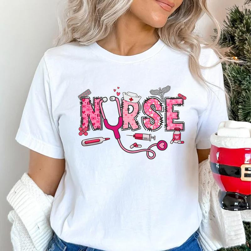 Valentine Nurse T-Shirt, Cute Nurse Shirt, Gift for Nurse, Nursing Student Shirt, RN Tee