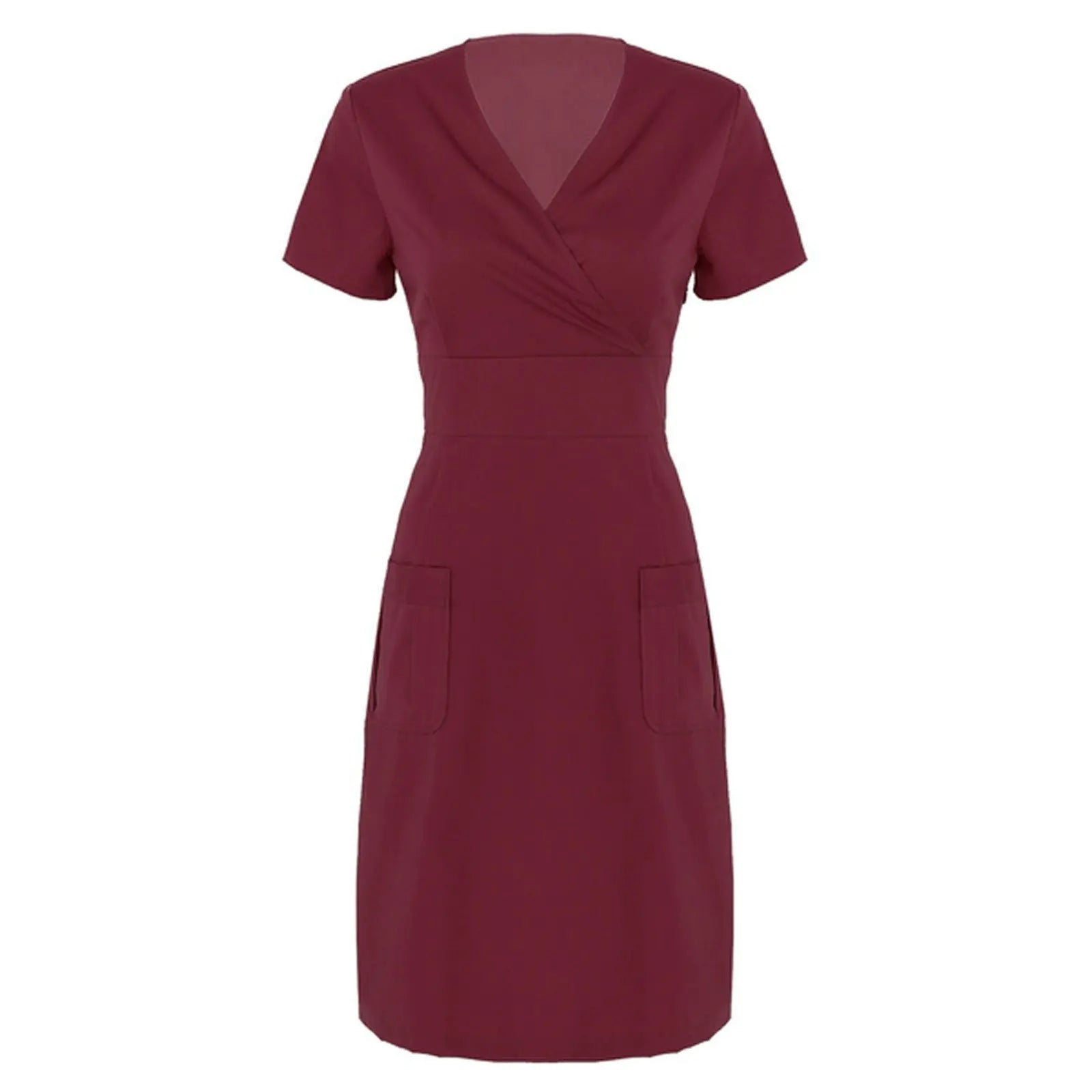 Women's Short-Sleeved V-Neck Nurse Uniform Dress