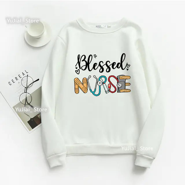 Nurse Heart Print Hoodie for Women - Fashionable Autumn/Winter